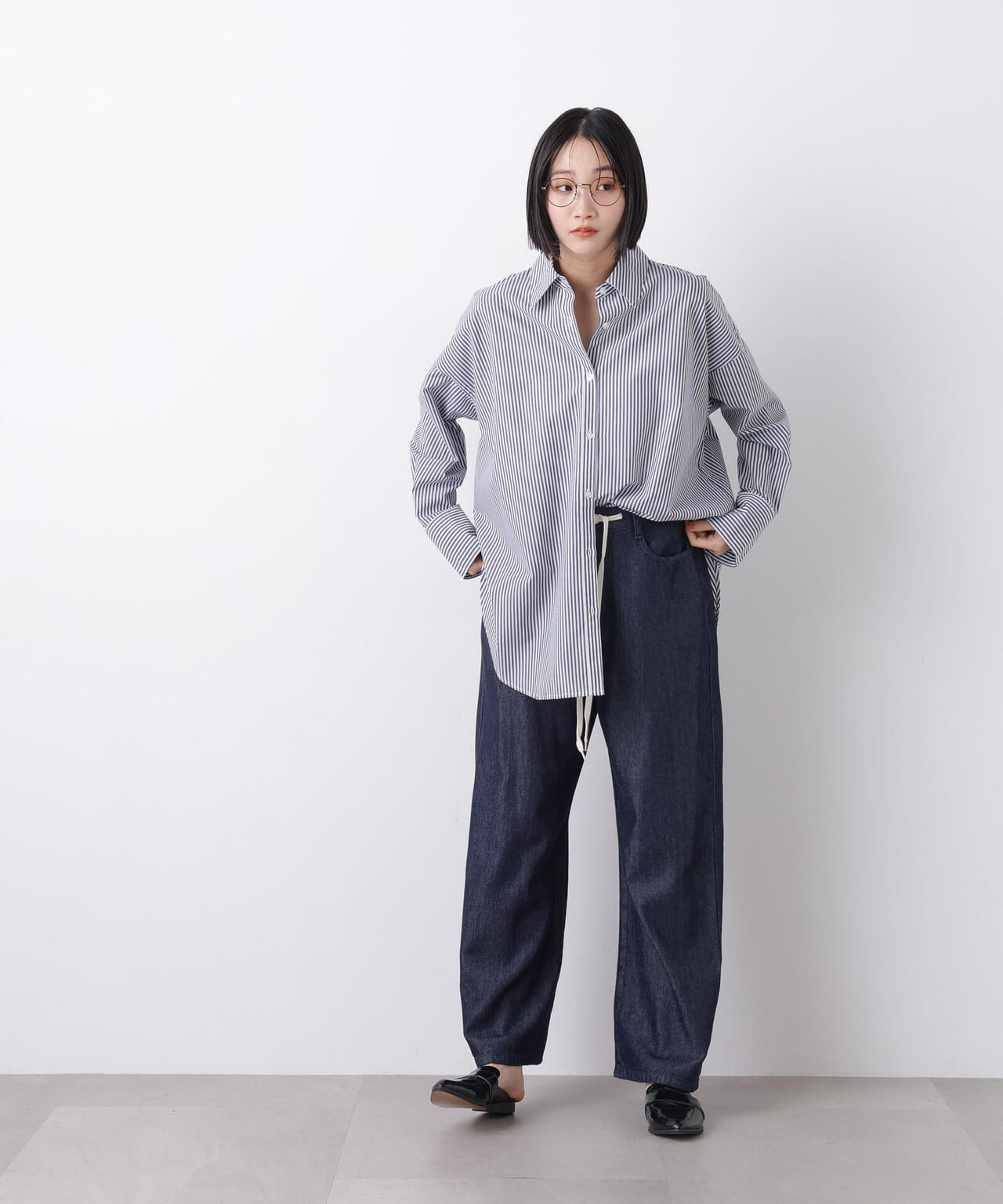 ウエストドロストワイドデニムパンツ 6736127306