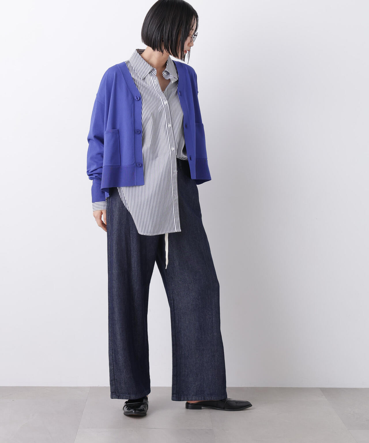 ウエストドロストワイドデニムパンツ 6736127306