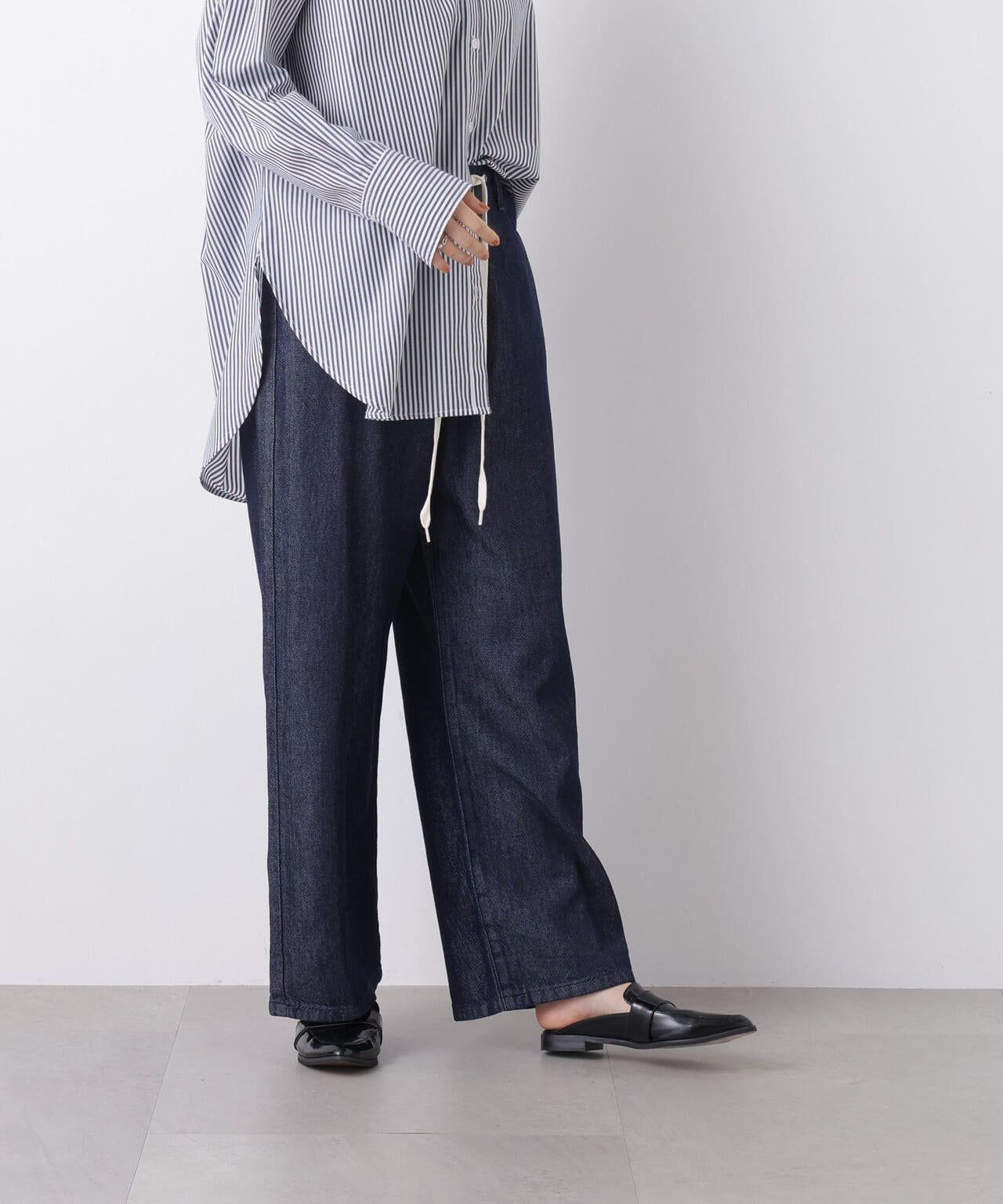 ウエストドロストワイドデニムパンツ 6736127306