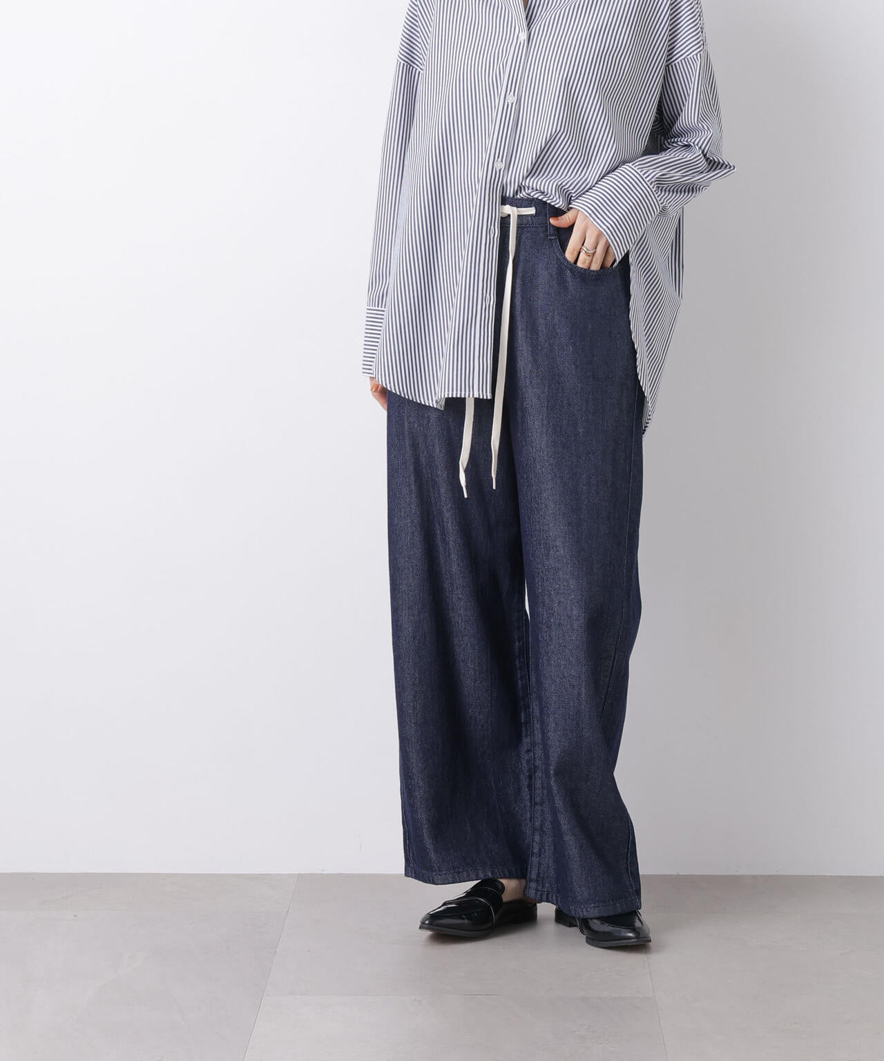 ウエストドロストワイドデニムパンツ 6736127306