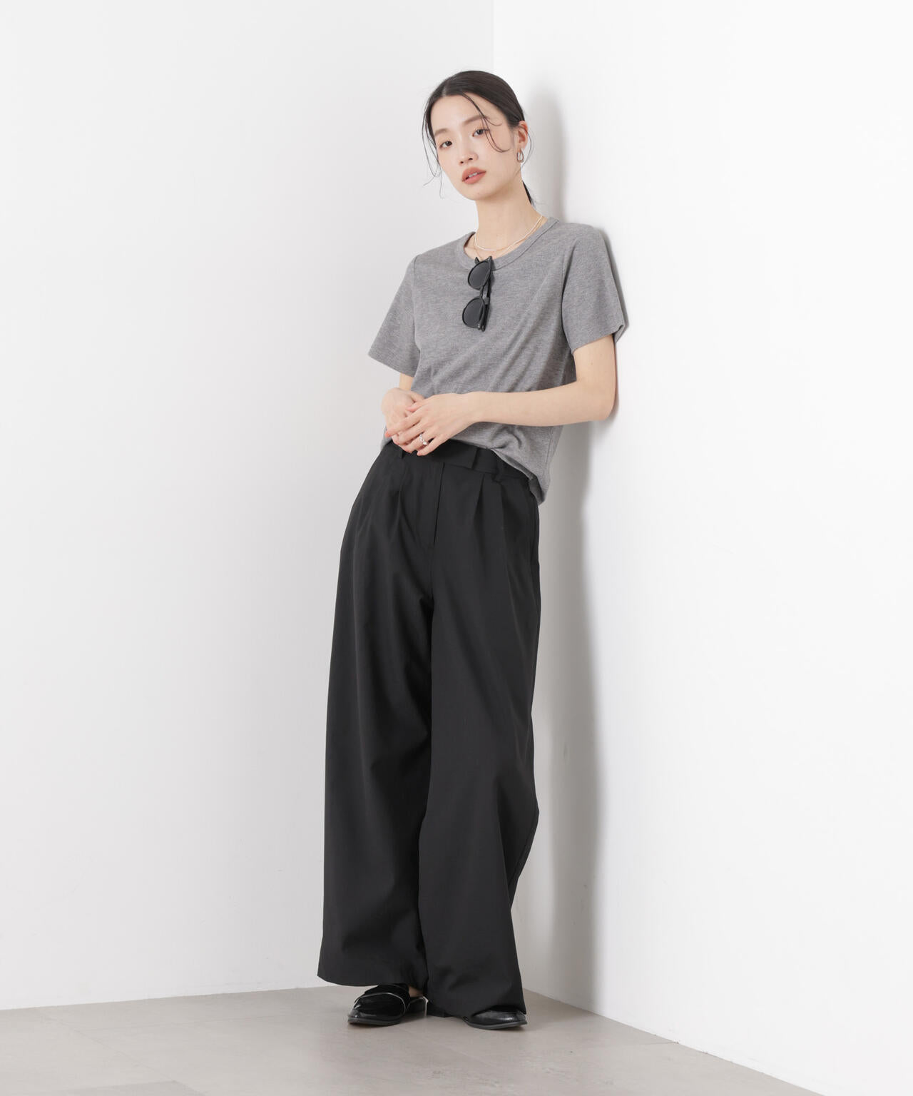 ソフトシアーツータックワイドパンツ(セットアップ可) 6736127308