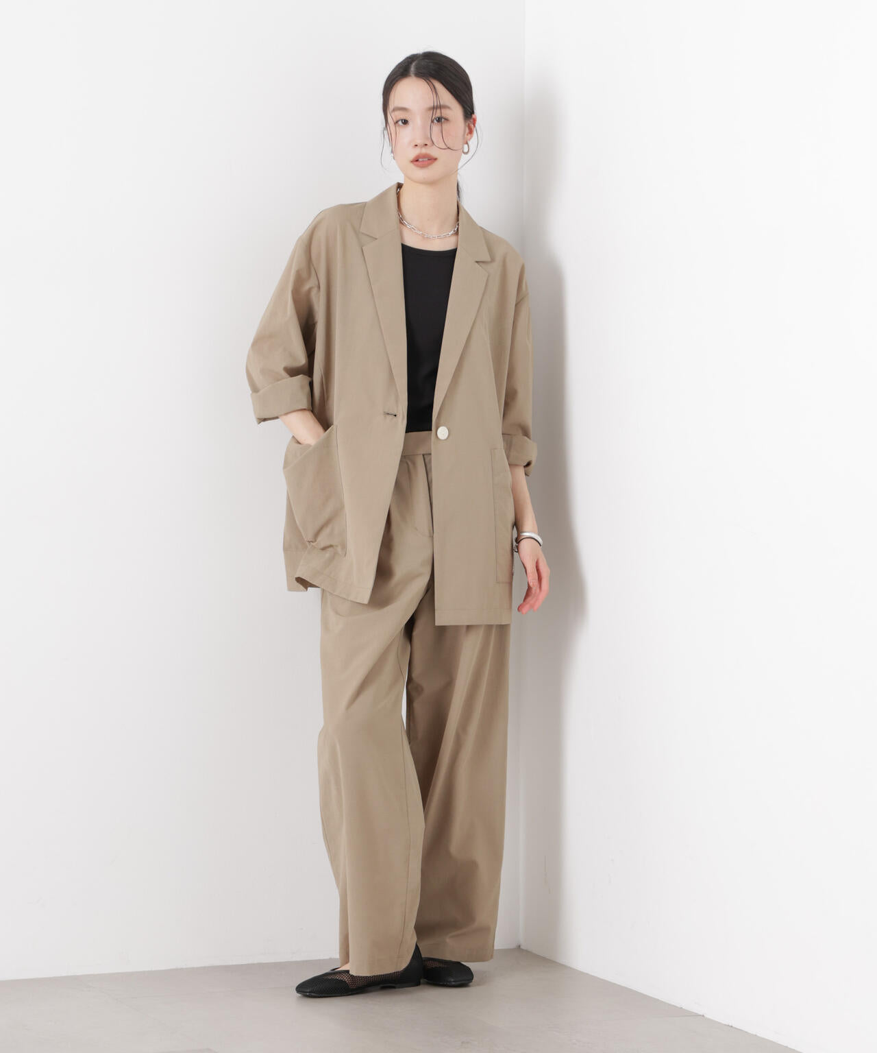 ソフトシアーツータックワイドパンツ(セットアップ可) 6736127308