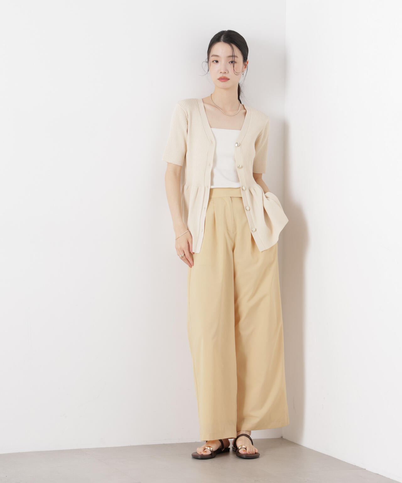 ソフトシアーツータックワイドパンツ(セットアップ可) 6736127308