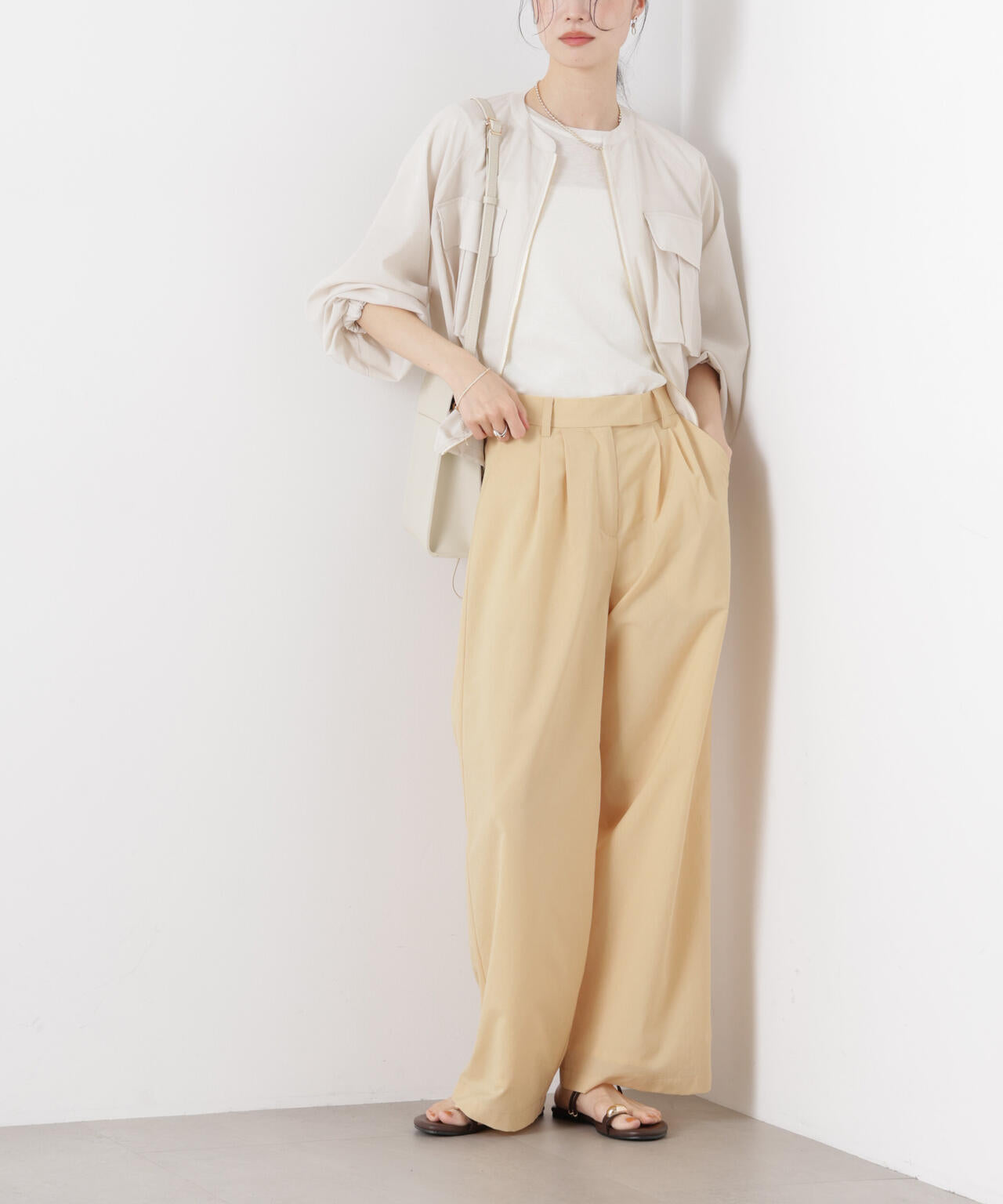 ソフトシアーツータックワイドパンツ(セットアップ可) 6736127308