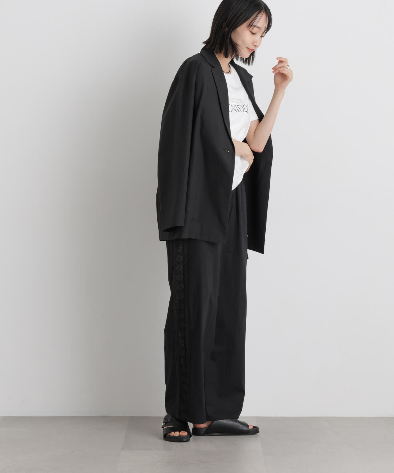 made in INDIA サイドレースワイドパンツ 6736127309