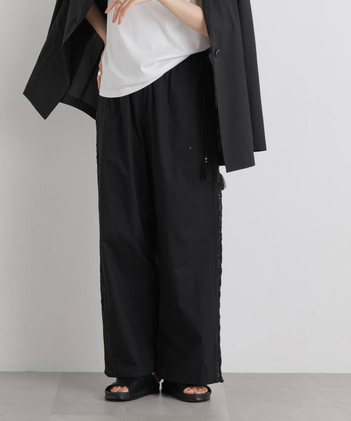 made in INDIA サイドレースワイドパンツ 6736127309