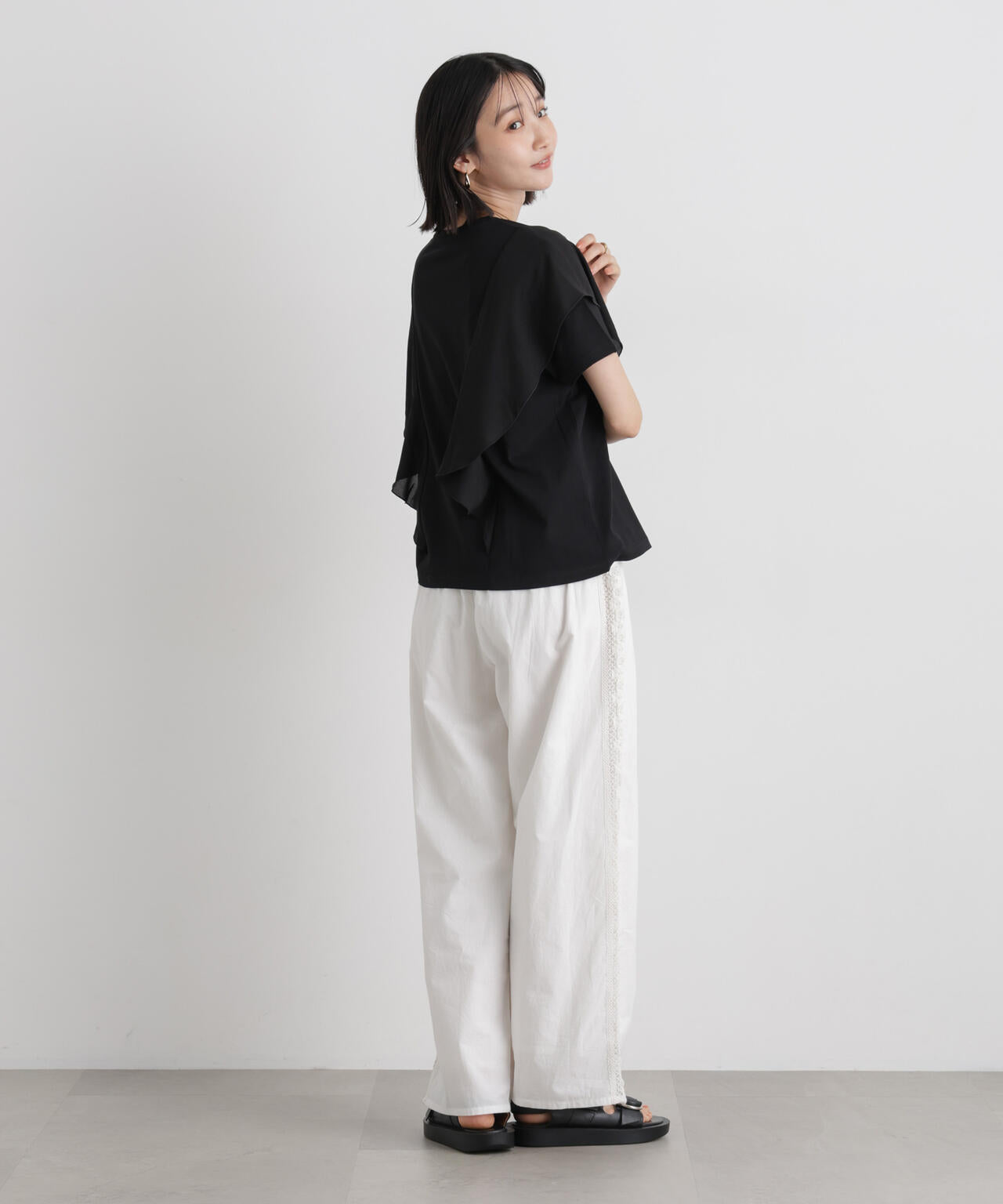 made in INDIA サイドレースワイドパンツ 6736127309