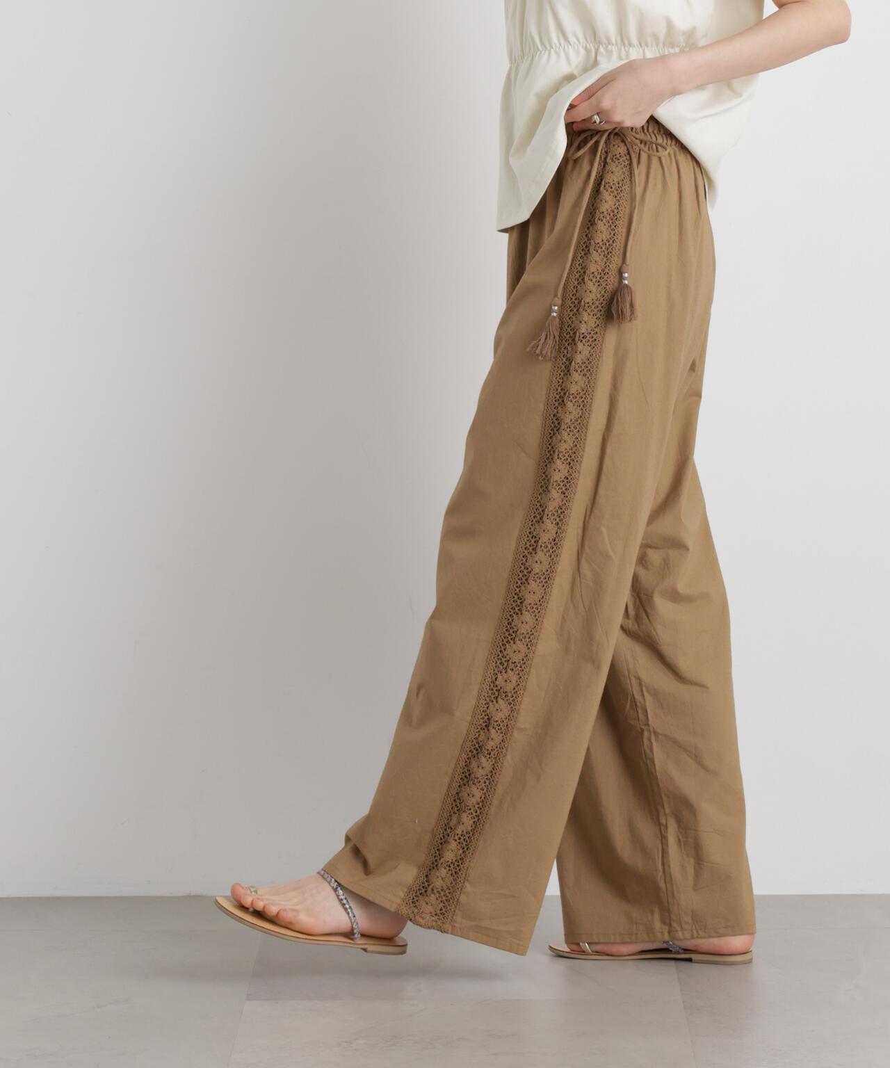 made in INDIA サイドレースワイドパンツ 6736127309