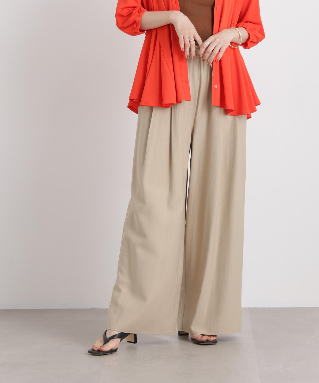 微光沢ツイルイージーパンツ(セットアップ可) 6736127315