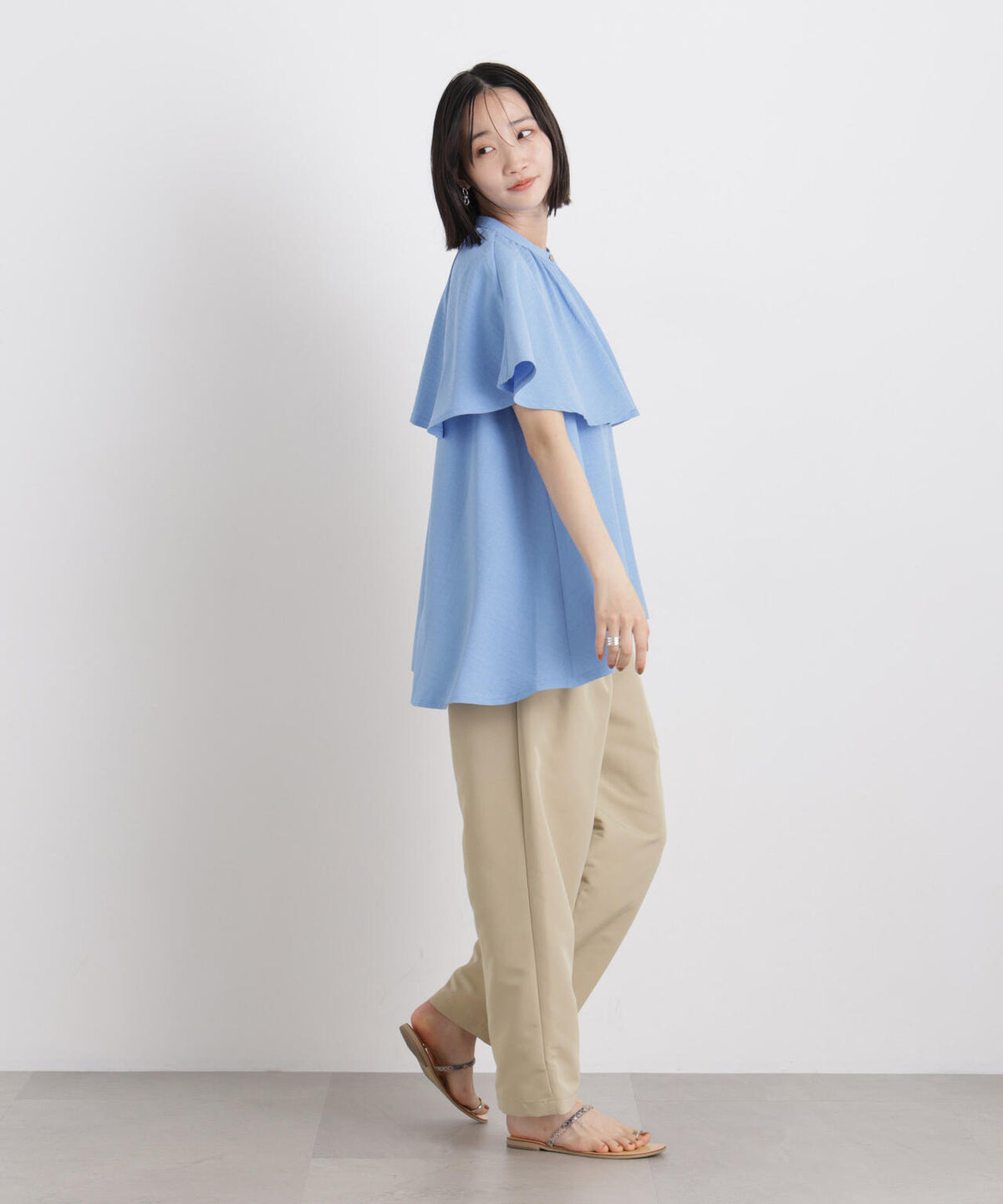 平織りツータックワイドパンツ 6736127316