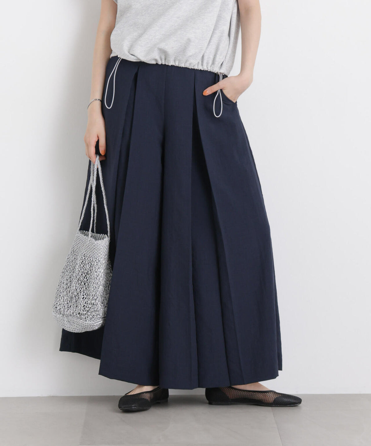 タンブラーブッチャーボックスプリーツワイドパンツ(セットアップ可) 6736127317