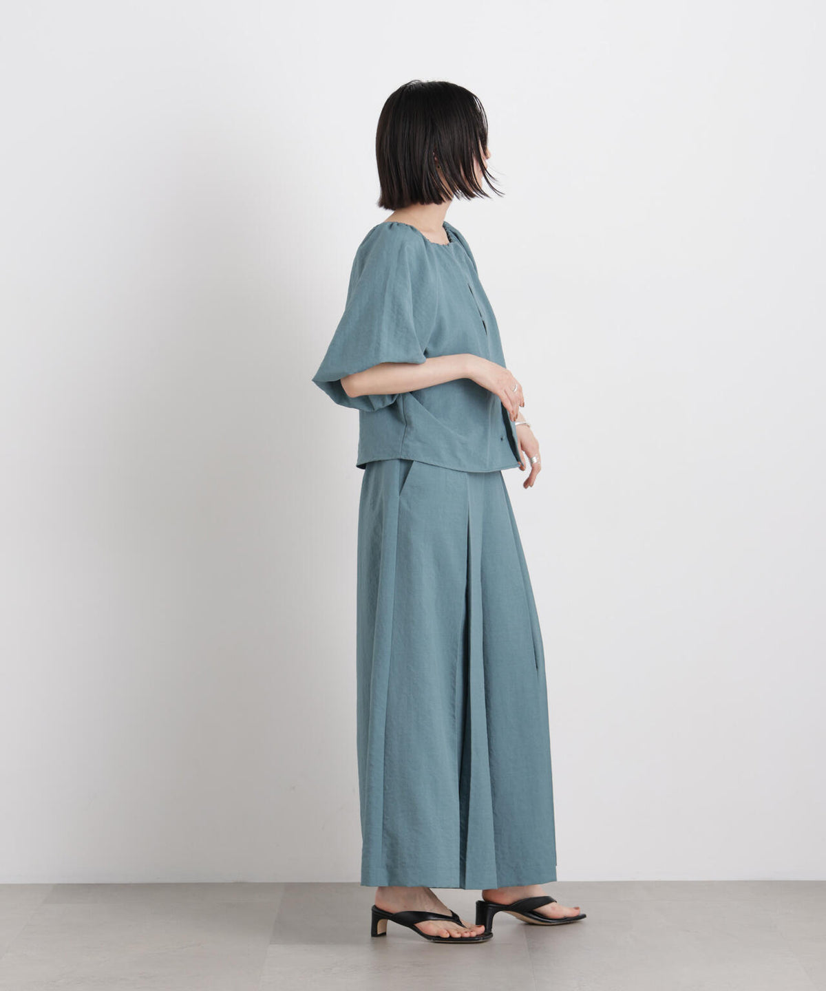 タンブラーブッチャーボックスプリーツワイドパンツ(セットアップ可) 6736127317