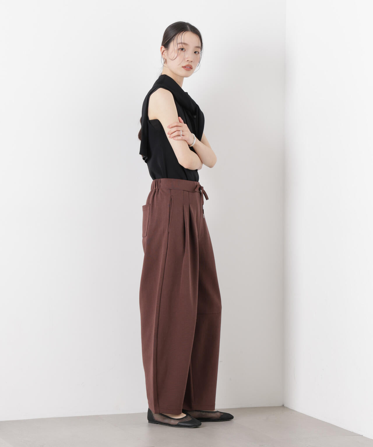 接触冷感ダンボールカットカーブシルエットパンツ(セットアップ可) 6736127320