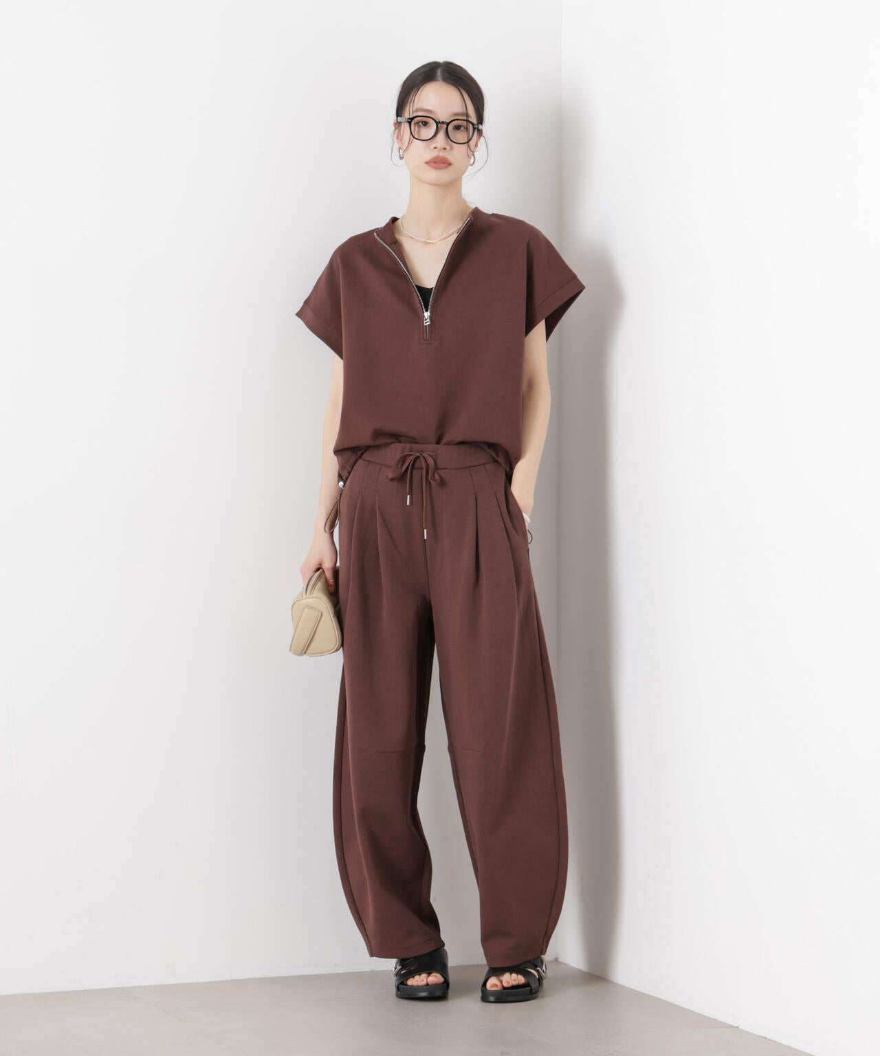 接触冷感ダンボールカットカーブシルエットパンツ(セットアップ可) 6736127320