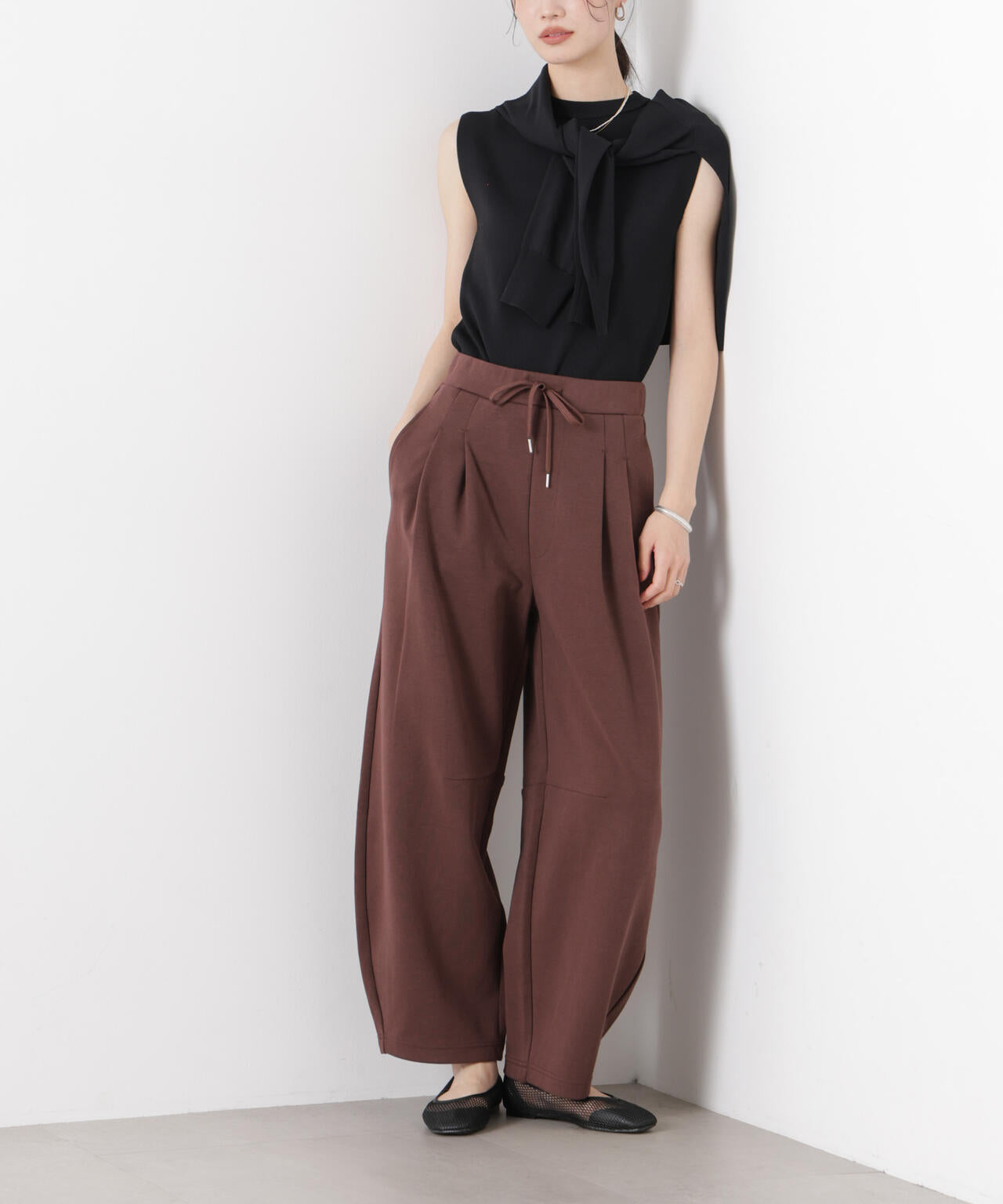 接触冷感ダンボールカットカーブシルエットパンツ(セットアップ可) 6736127320