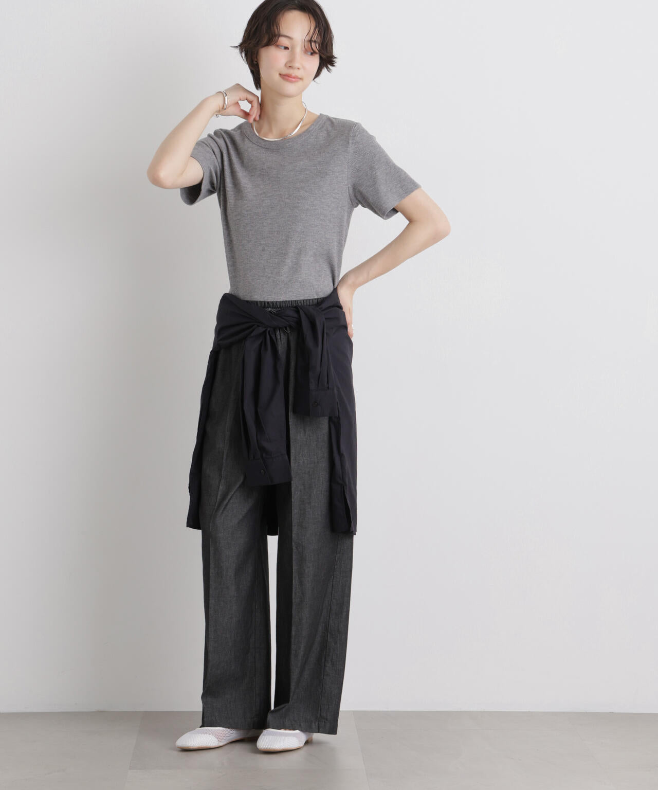 ライトオンスデニムドロストセンタープレスパンツ(セットアップ可) 6736127322