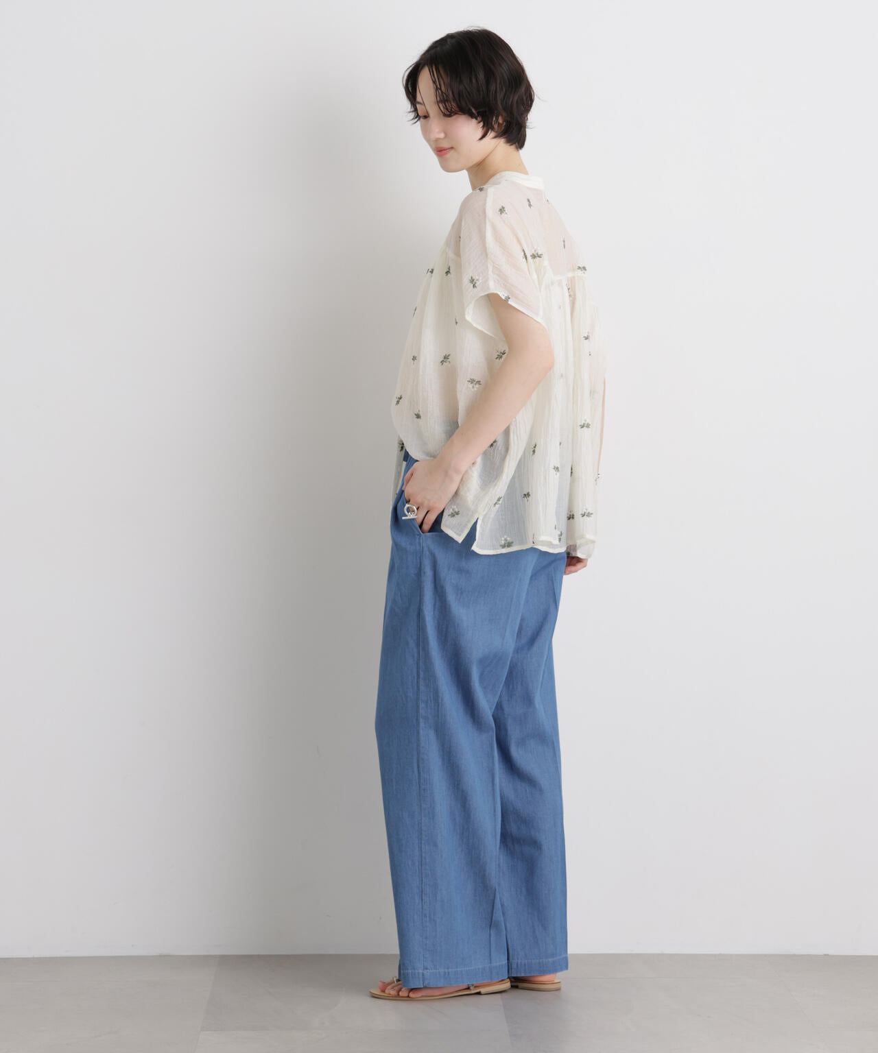 ライトオンスデニムドロストセンタープレスパンツ(セットアップ可) 6736127322