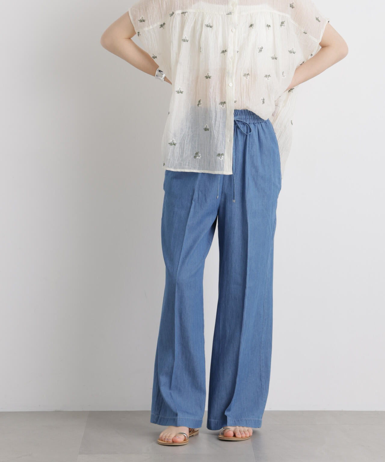 ライトオンスデニムドロストセンタープレスパンツ(セットアップ可) 6736127322