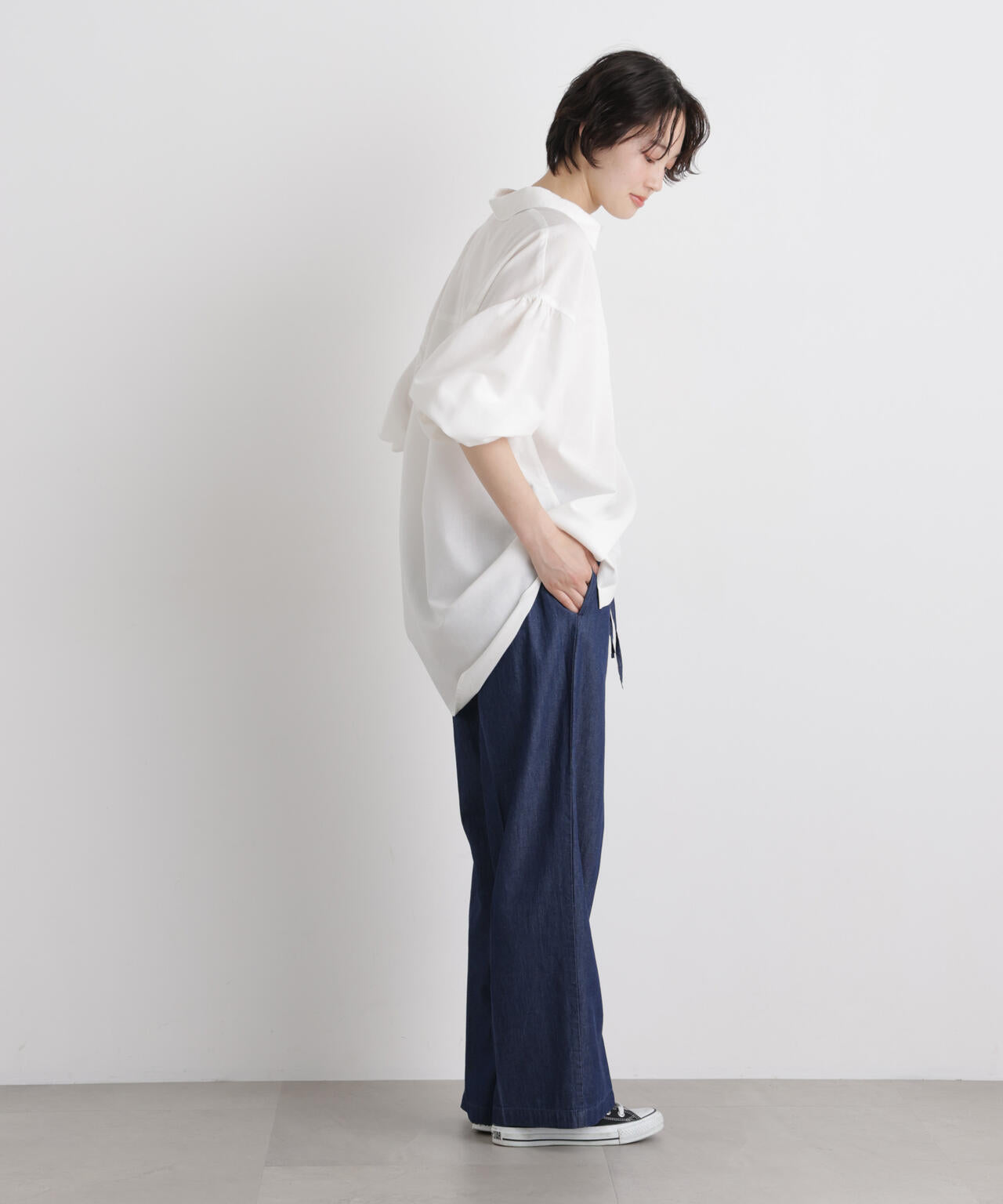 ライトオンスデニムドロストセンタープレスパンツ(セットアップ可) 6736127322