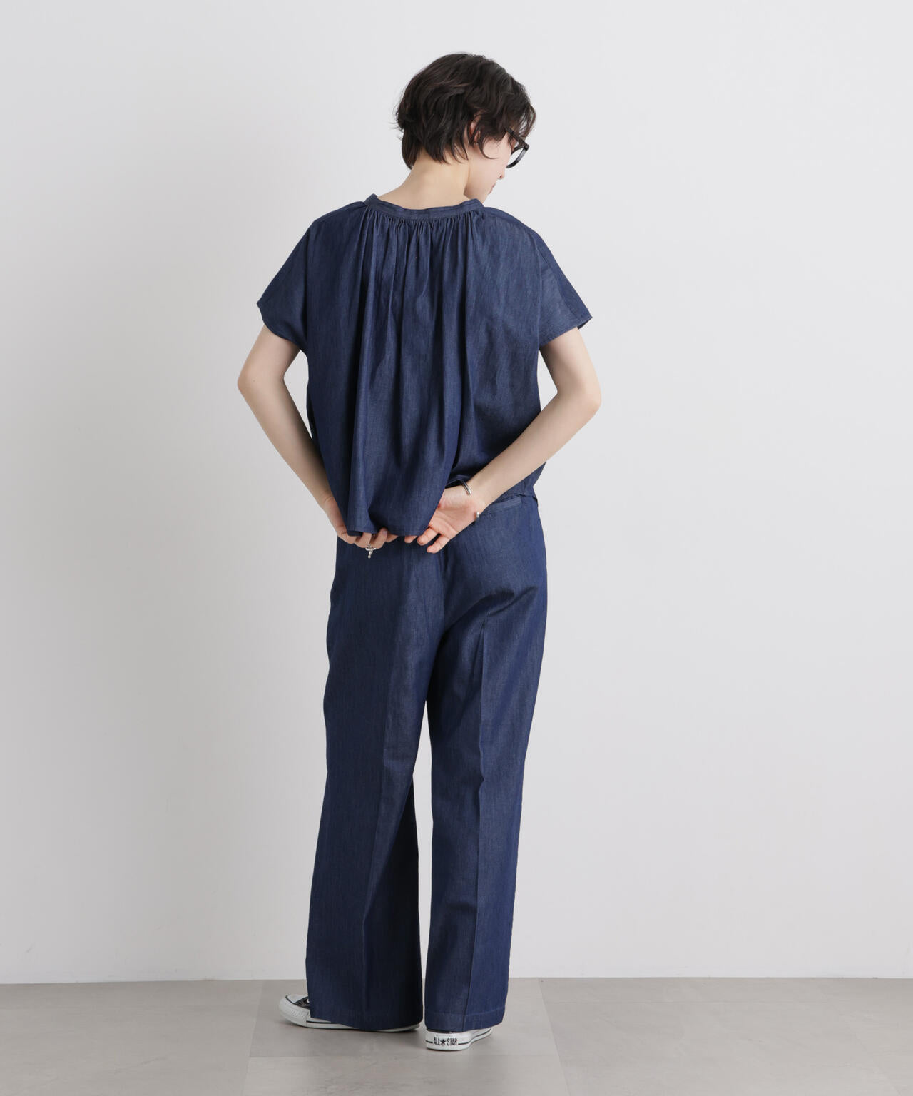 ライトオンスデニムドロストセンタープレスパンツ(セットアップ可) 6736127322
