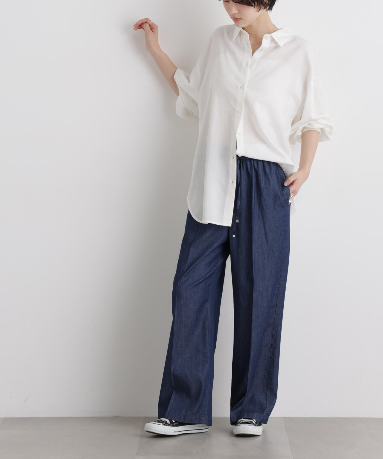ライトオンスデニムドロストセンタープレスパンツ(セットアップ可) 6736127322