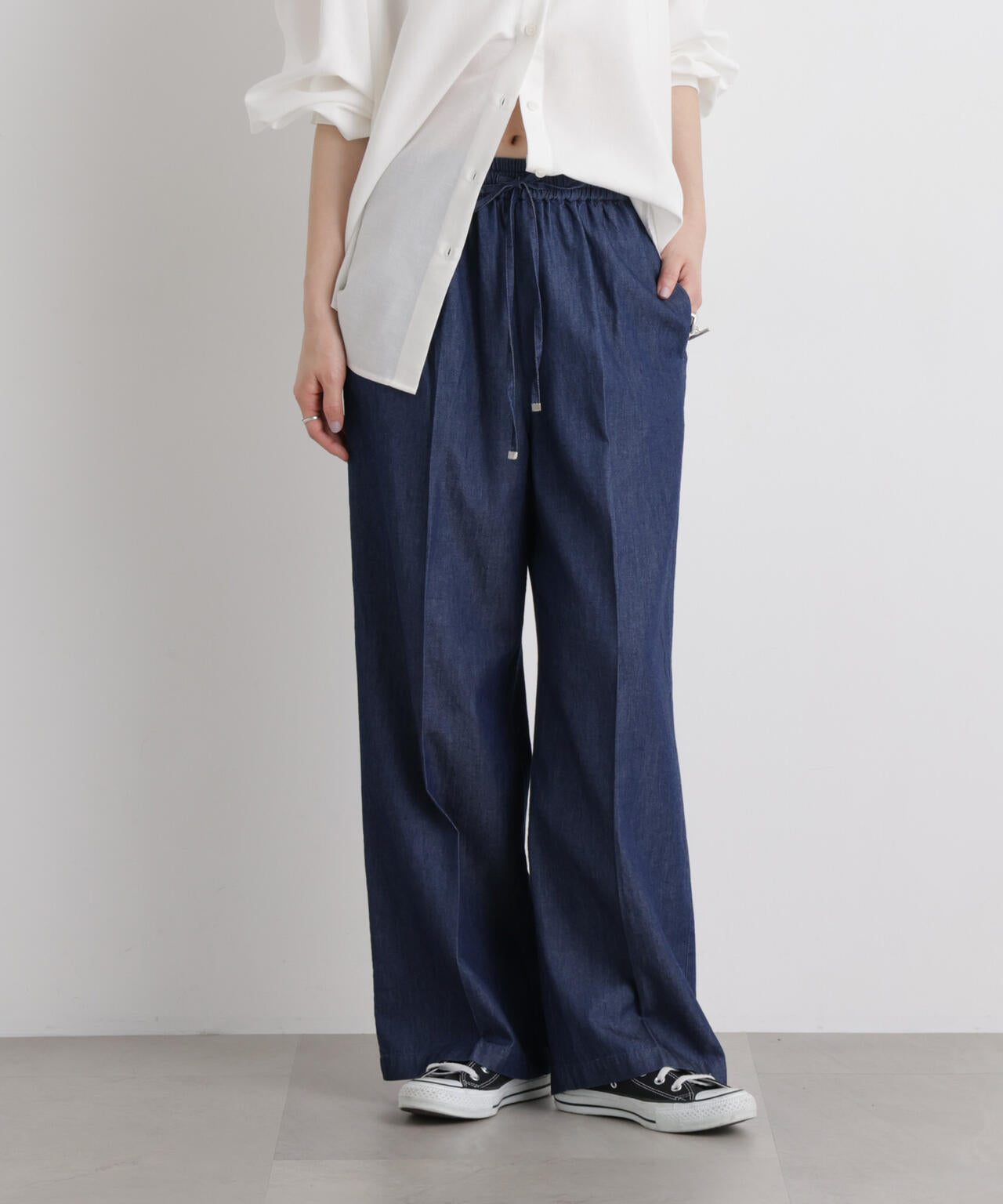 ライトオンスデニムドロストセンタープレスパンツ(セットアップ可) 6736127322