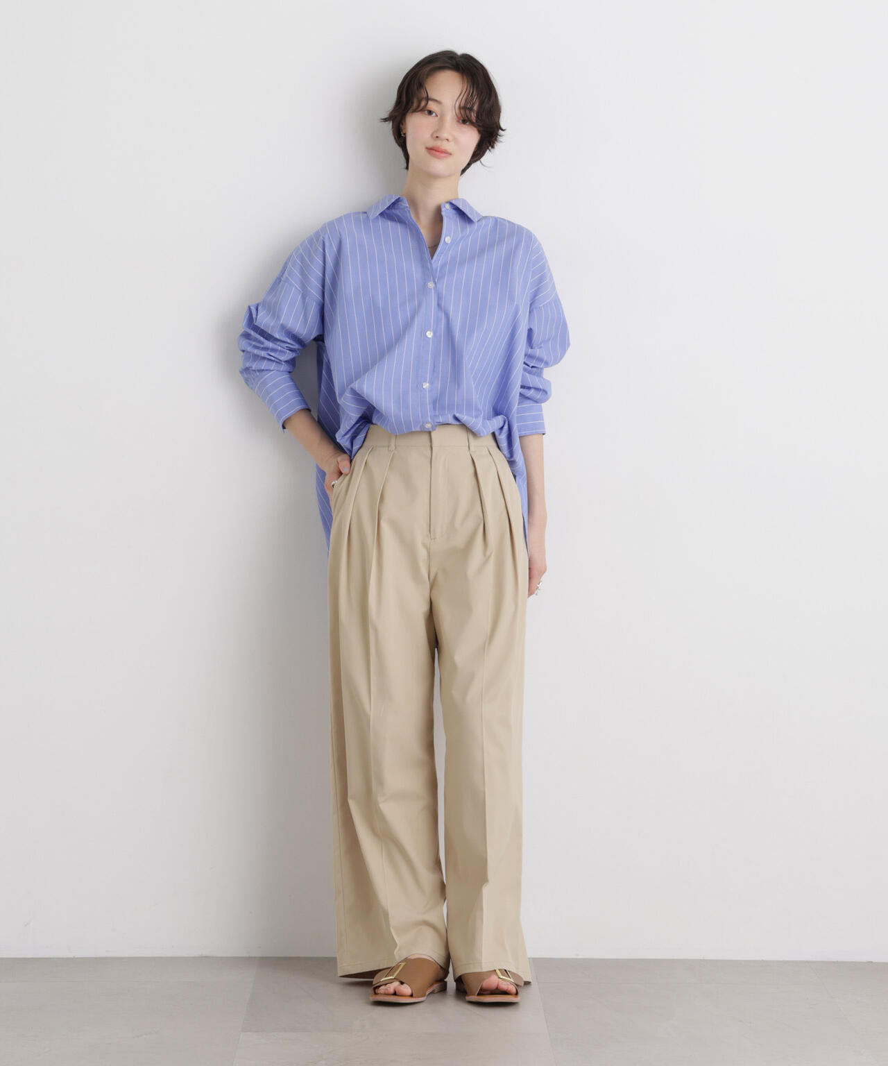 エバークリース加工タックワイドセンタープレスパンツ 6736127324