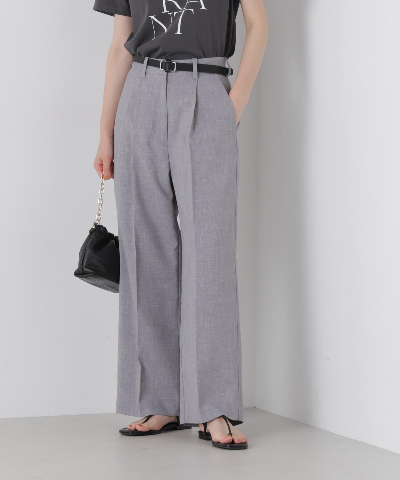 リネンライクワンタックセンタープレスパンツ(セットアップ可) 6736127327