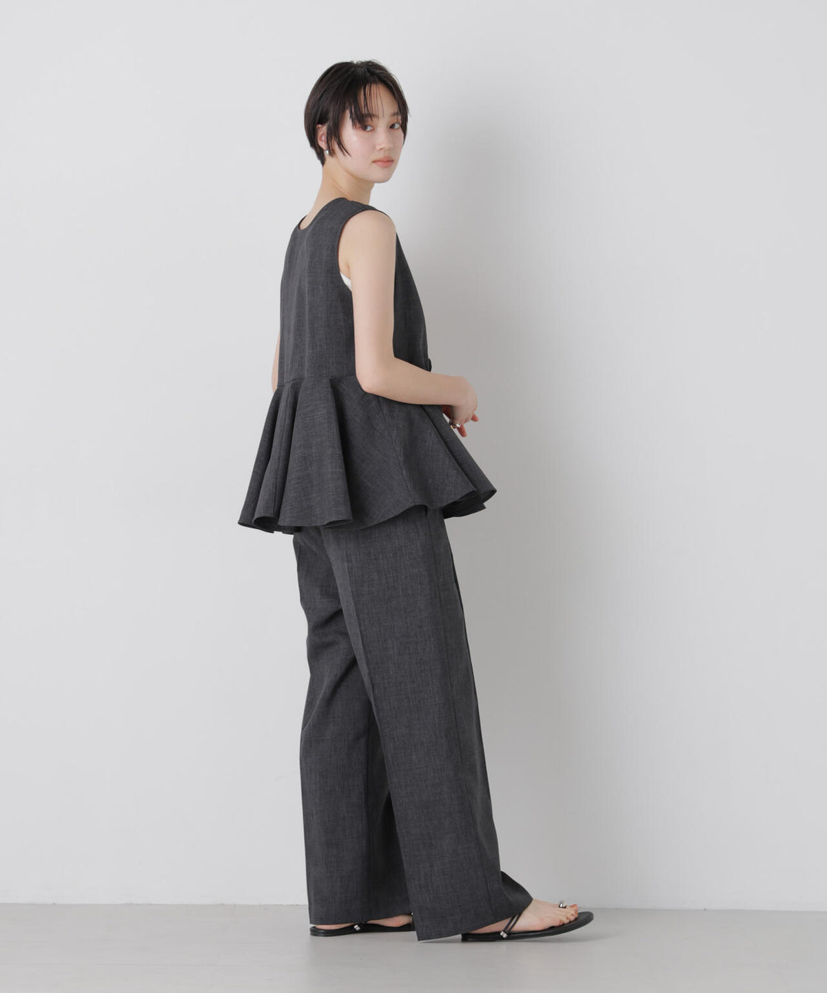 リネンライクワンタックセンタープレスパンツ(セットアップ可) 6736127327