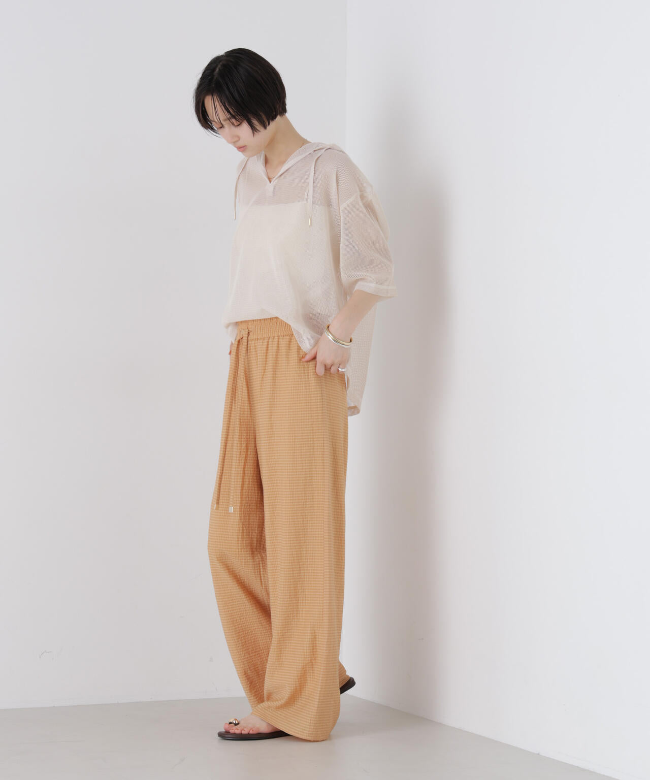 シアーチェックイージーパンツ(セットアップ可) 6736127334