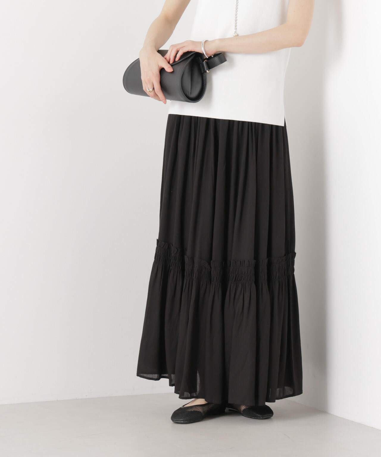 made in INDIA 切り替えギャザースカート(セットアップ可) 6736130300