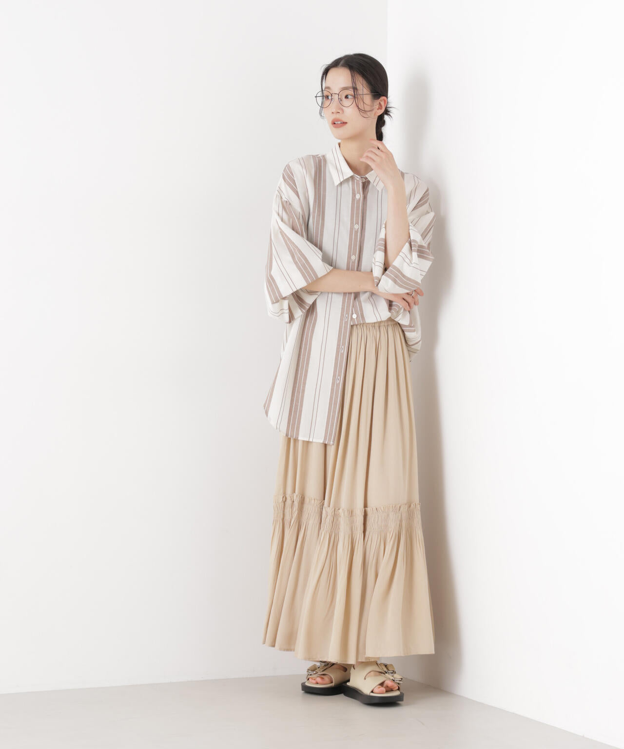 made in INDIA 切り替えギャザースカート(セットアップ可) 6736130300