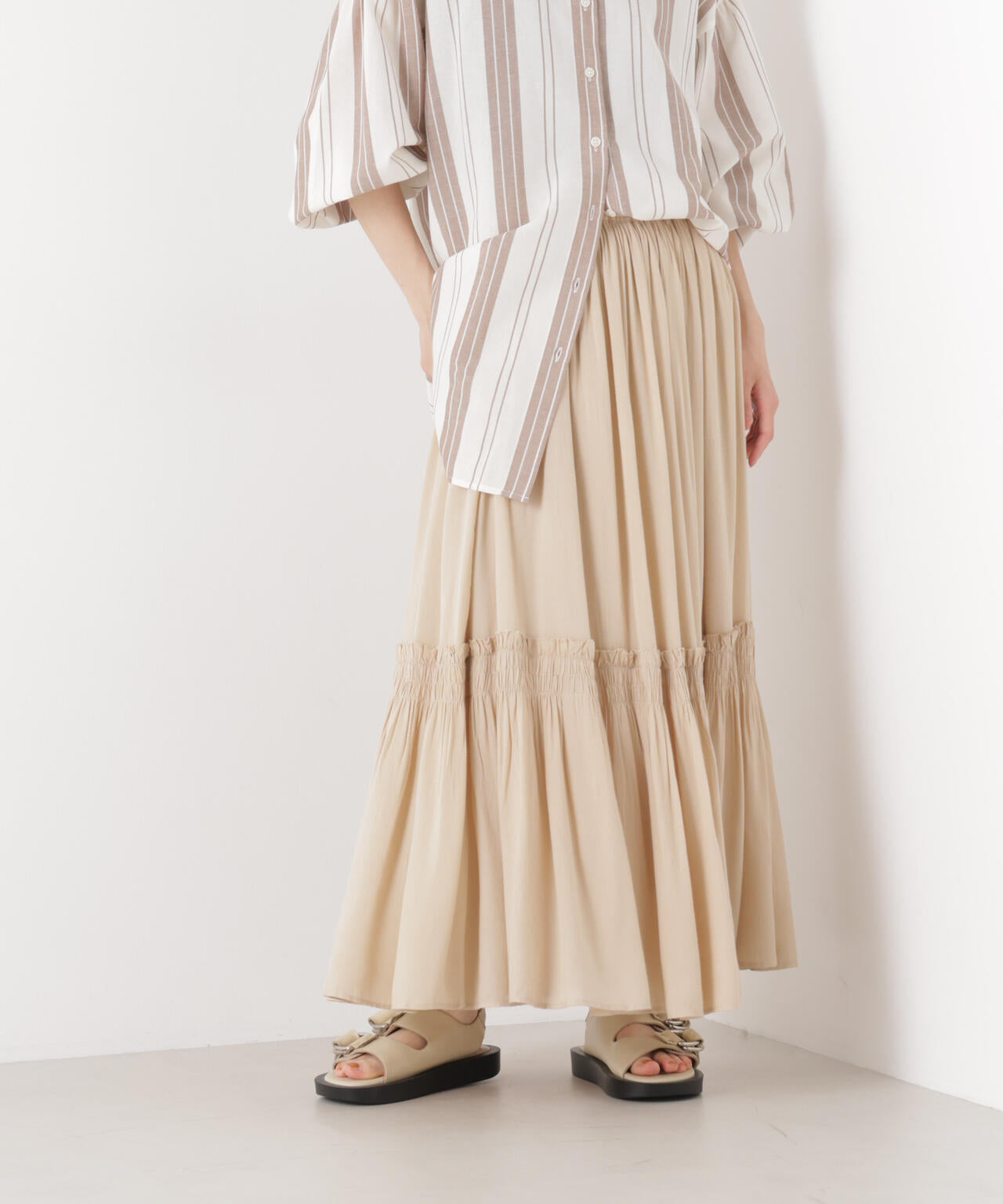 made in INDIA 切り替えギャザースカート(セットアップ可) 6736130300