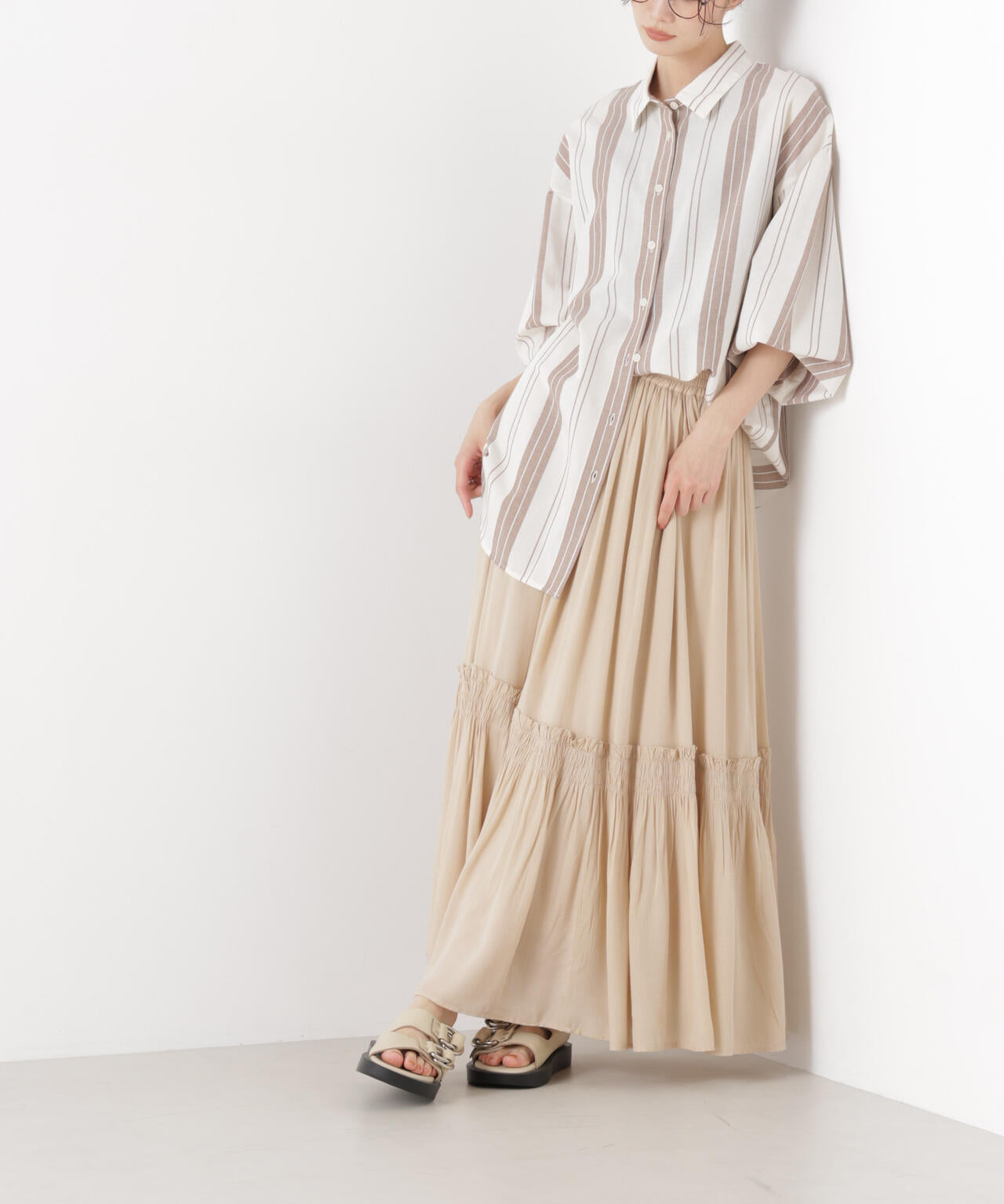 made in INDIA 切り替えギャザースカート(セットアップ可) 6736130300