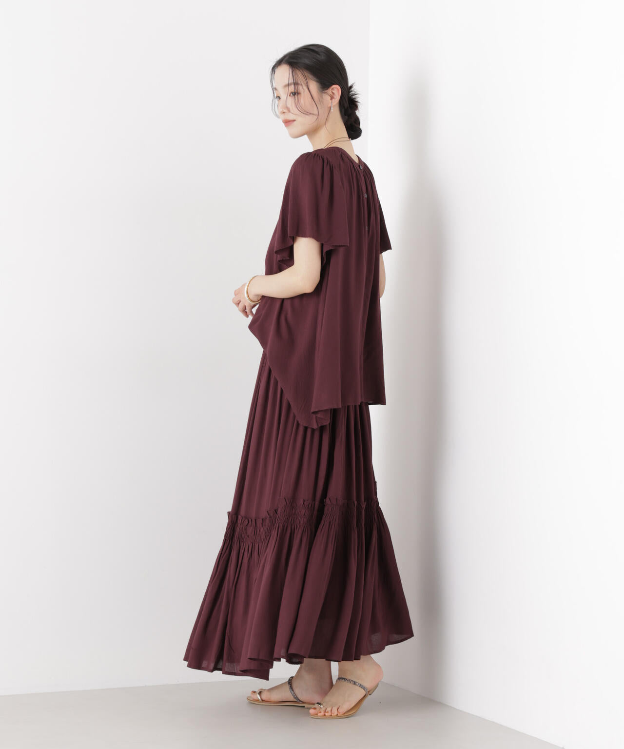 made in INDIA 切り替えギャザースカート(セットアップ可) 6736130300