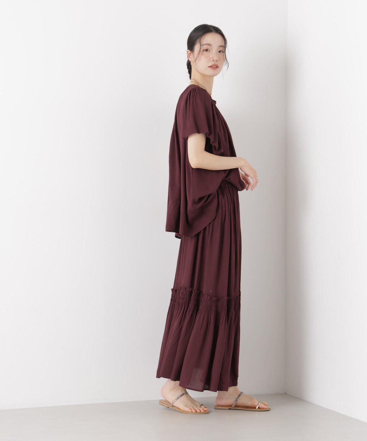 made in INDIA 切り替えギャザースカート(セットアップ可) 6736130300