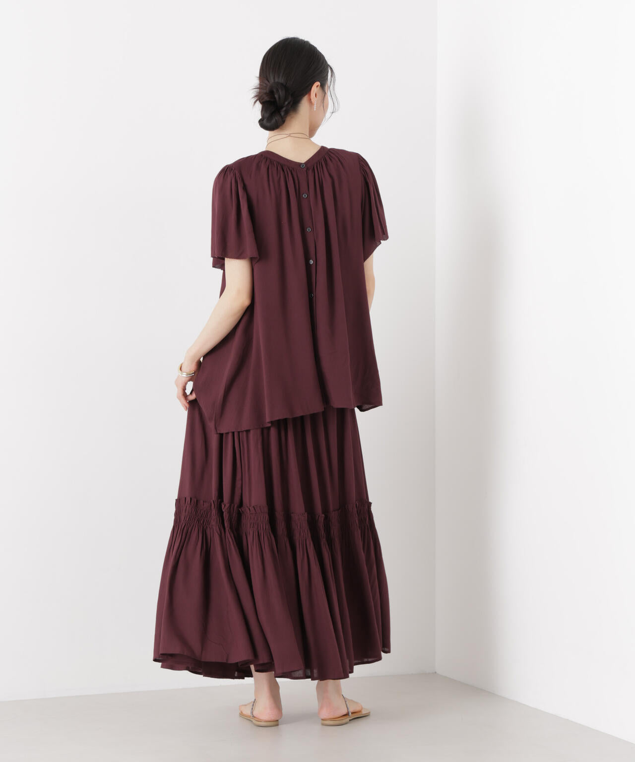 made in INDIA 切り替えギャザースカート(セットアップ可) 6736130300