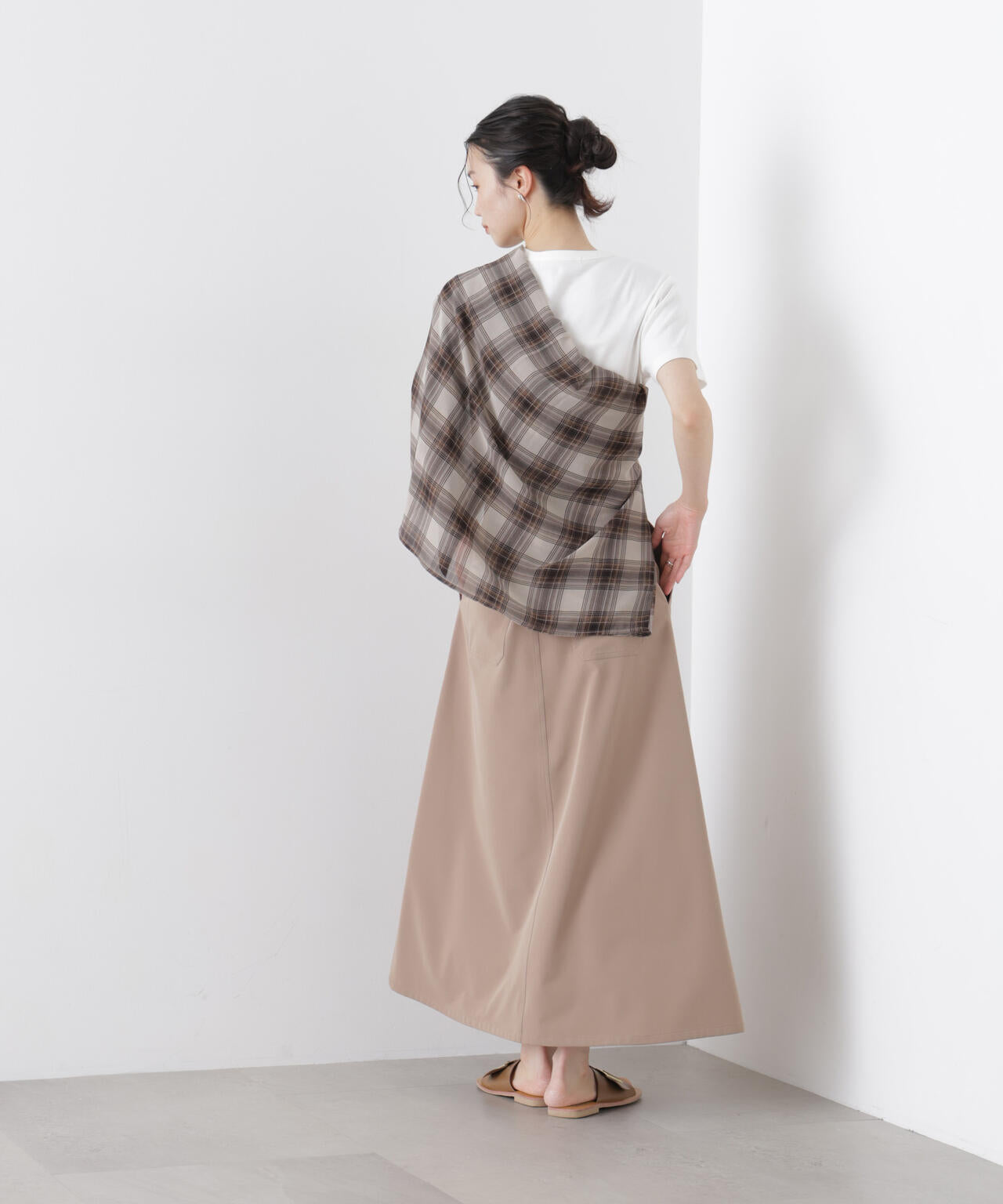 多機能2wayストレッチ ベルテッドセミフレアマキシスカート(セットアップ可) 6736130305