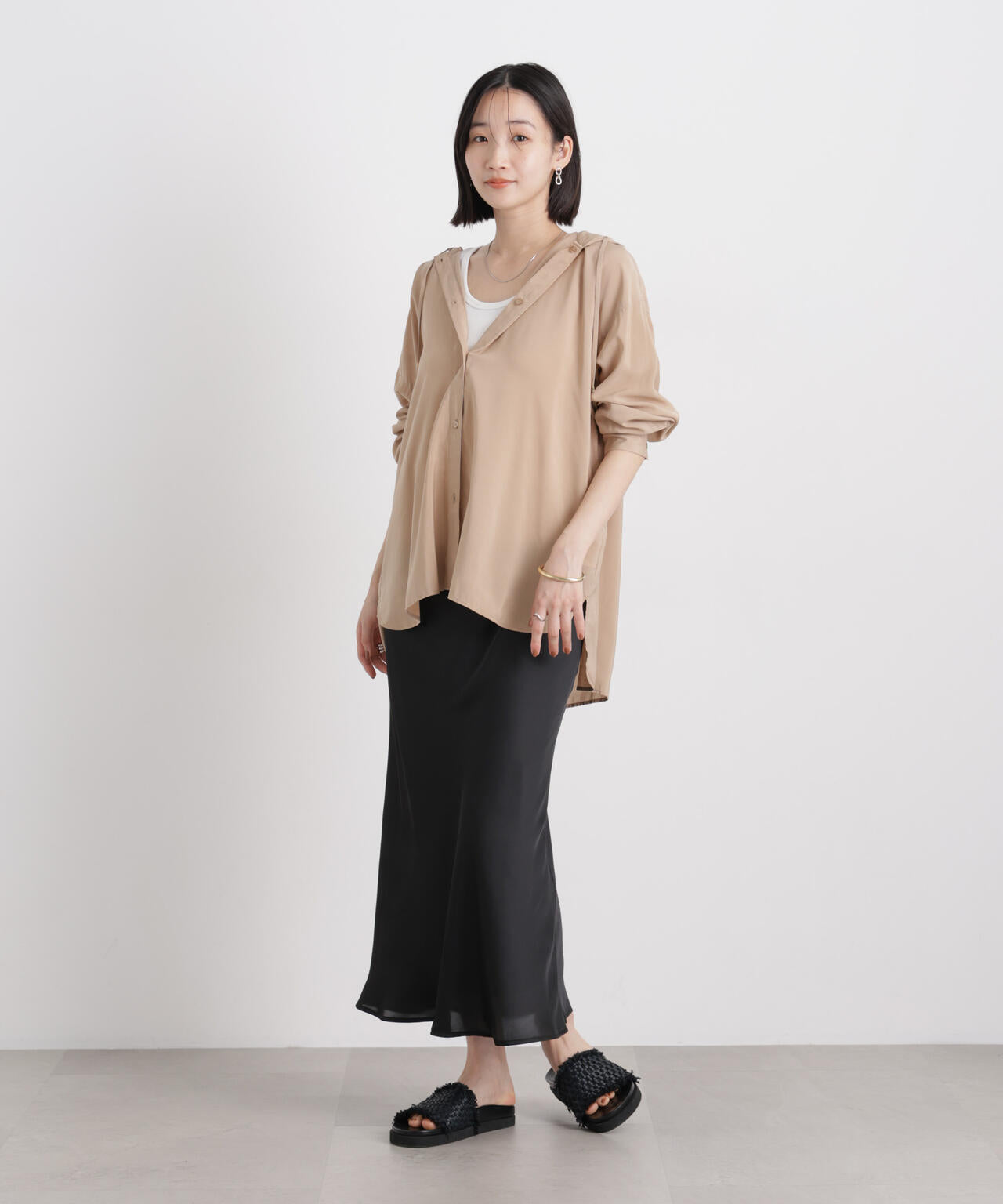 シアーサテンマキシスカート 6736130308