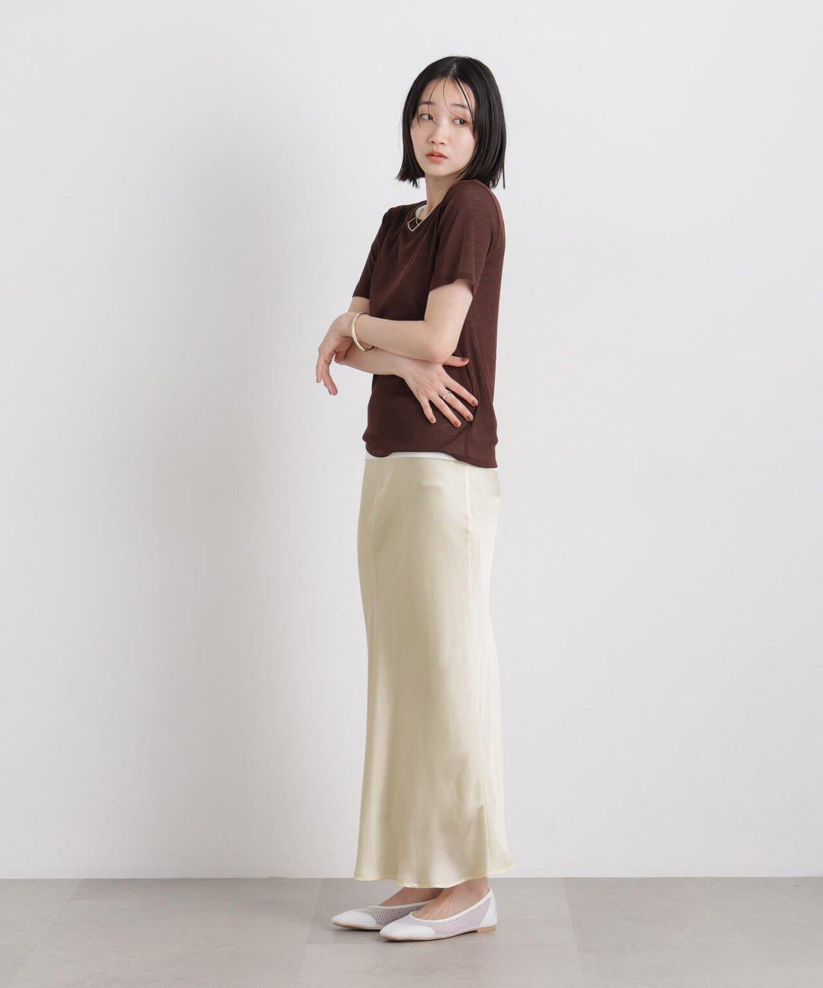 シアーサテンマキシスカート 6736130308
