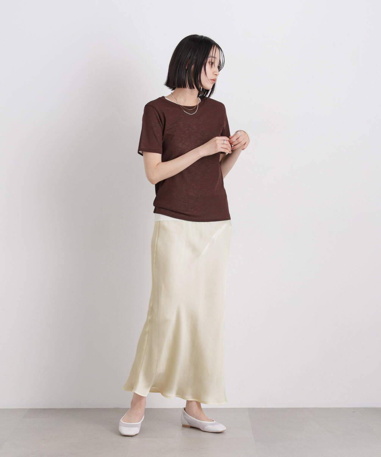 シアーサテンマキシスカート 6736130308