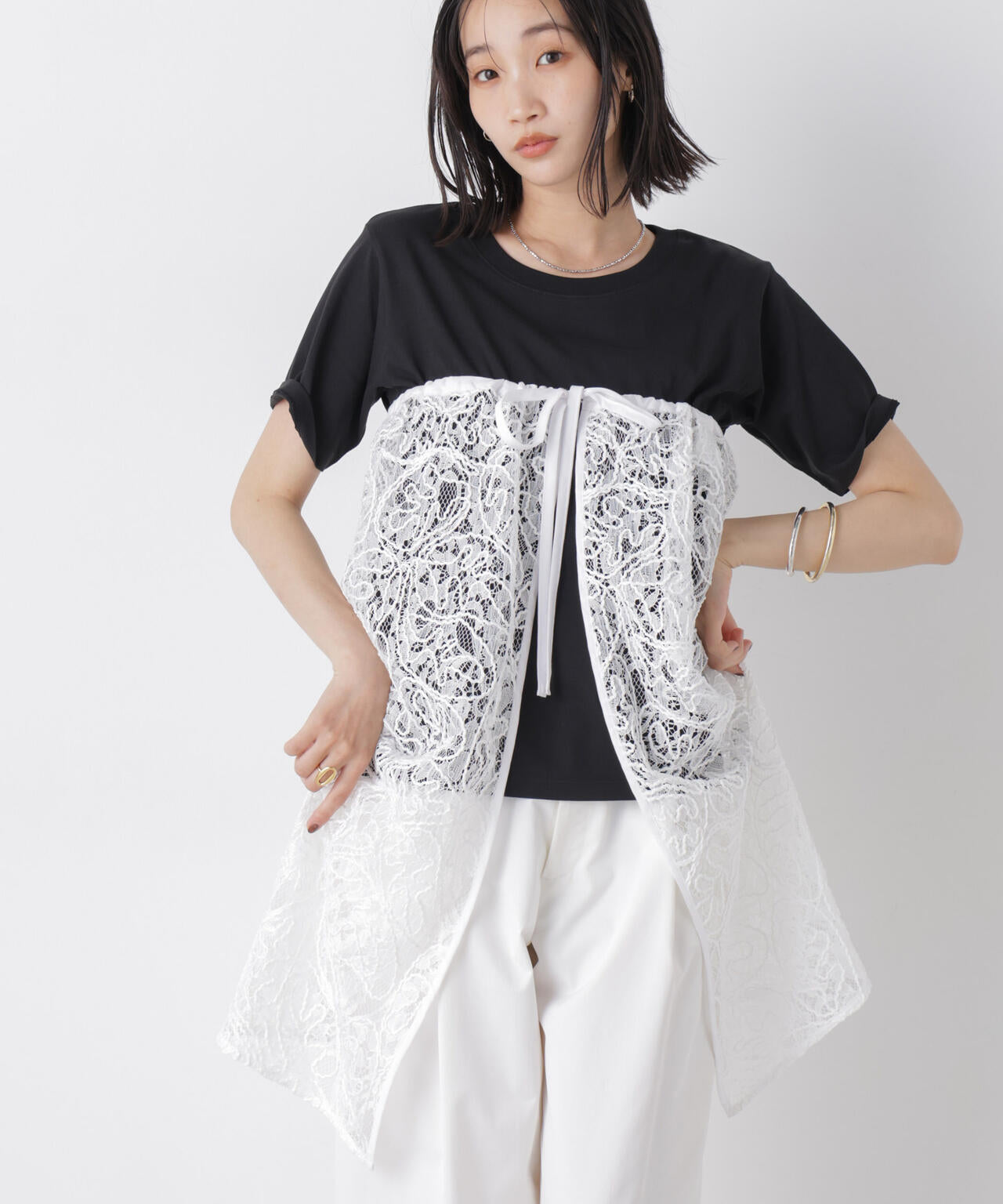 刺繍レースラップスカート 6736130311