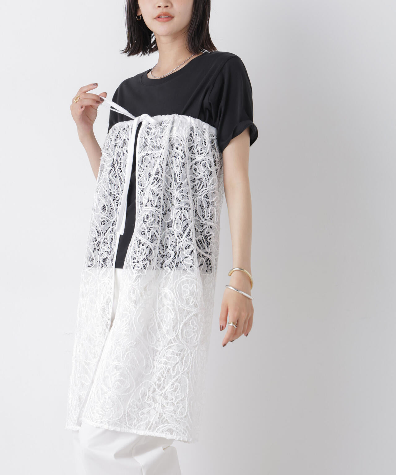 刺繍レースラップスカート 6736130311