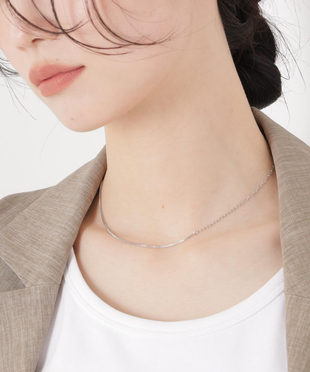 コンビチェーンデザインネックレス長さ38cm 6736146305