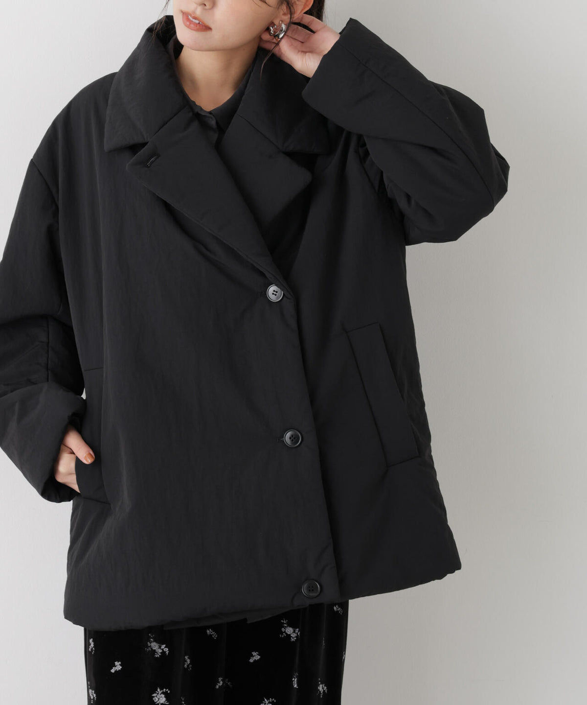 撥水加工ナイロンワッシャー中綿裾ドロストWミドルコート 6736211308