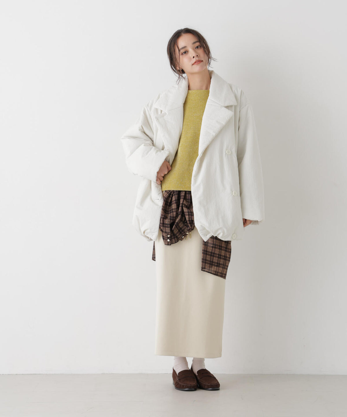撥水加工ナイロンワッシャー中綿裾ドロストWミドルコート 6736211308
