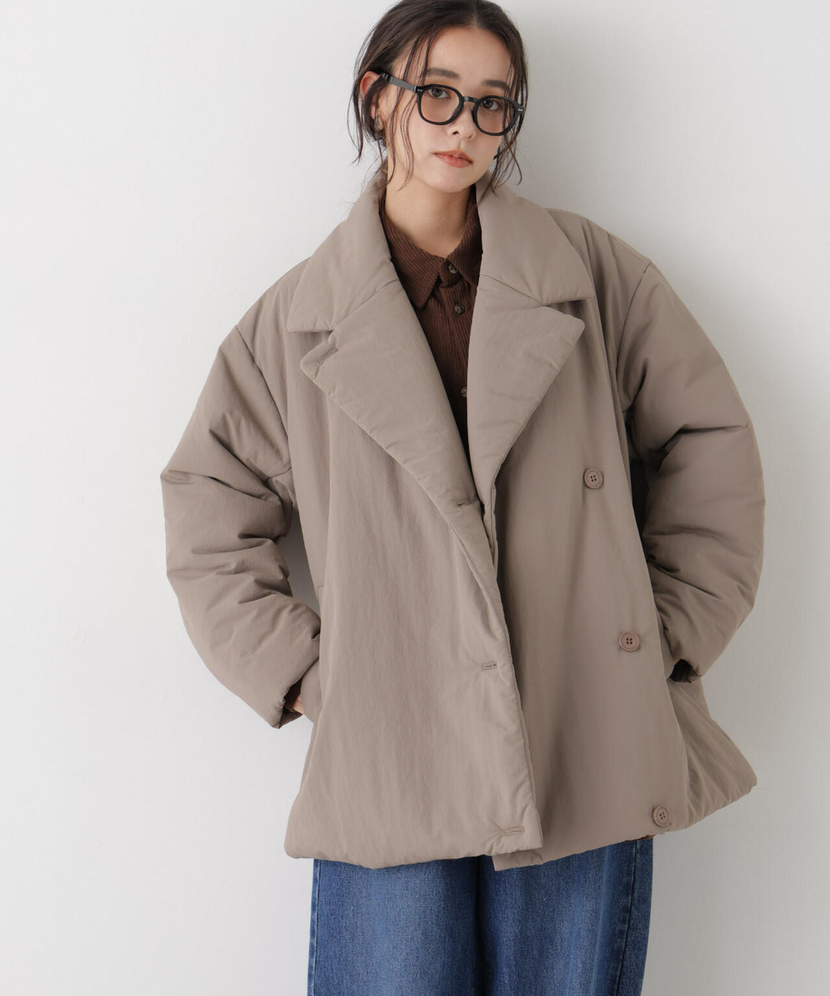 撥水加工ナイロンワッシャー中綿裾ドロストWミドルコート 6736211308
