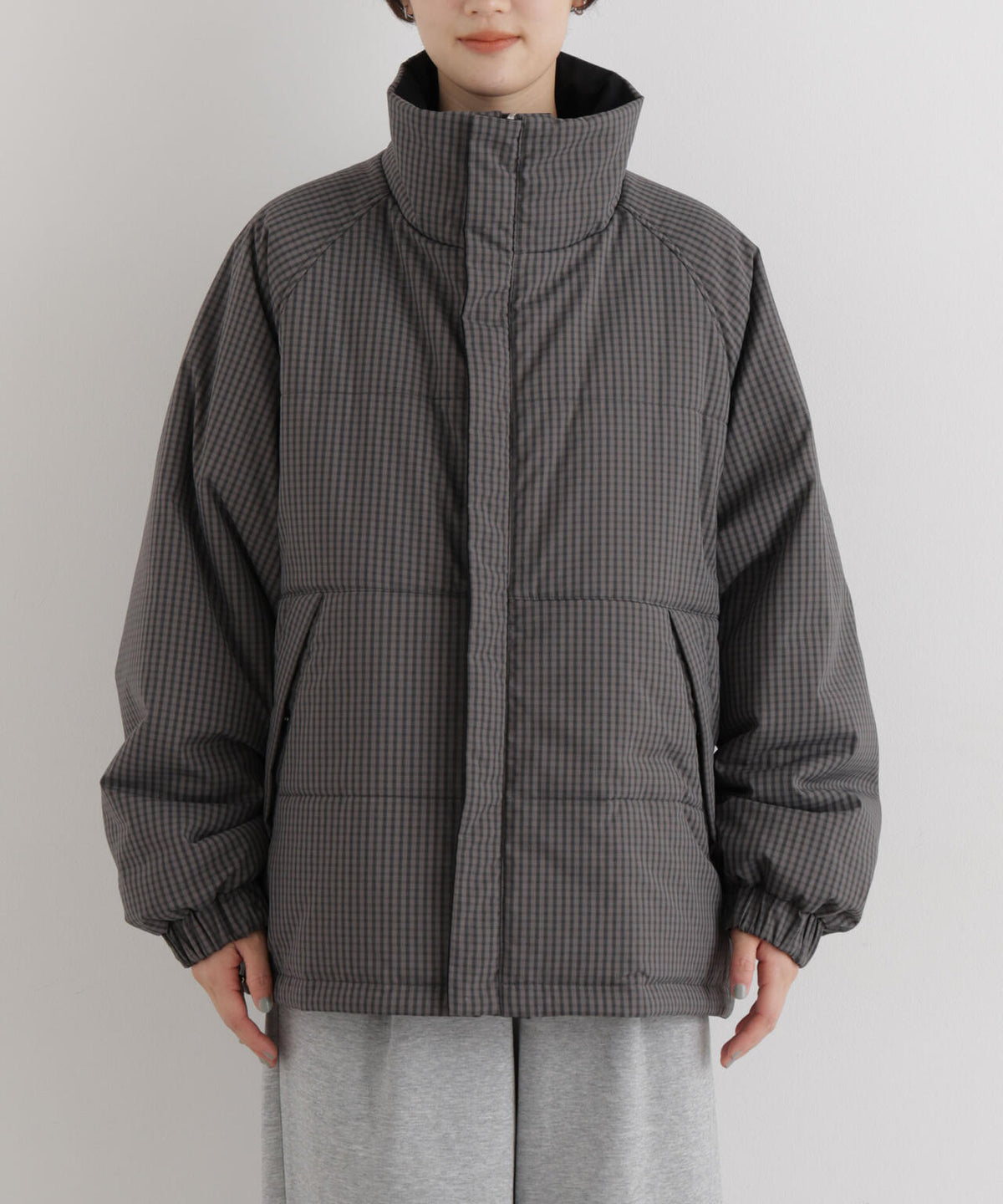 撥水加工 リバーシブルチェック中綿ブルゾン 6736212300