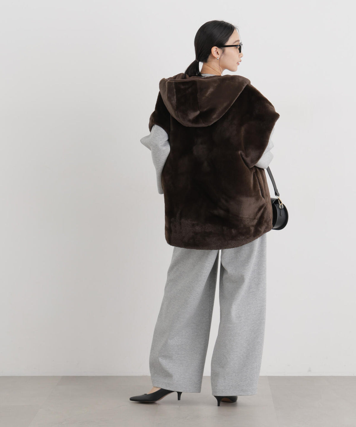 中綿キルティング×ファー リバーシブルフードベスト 6736212301