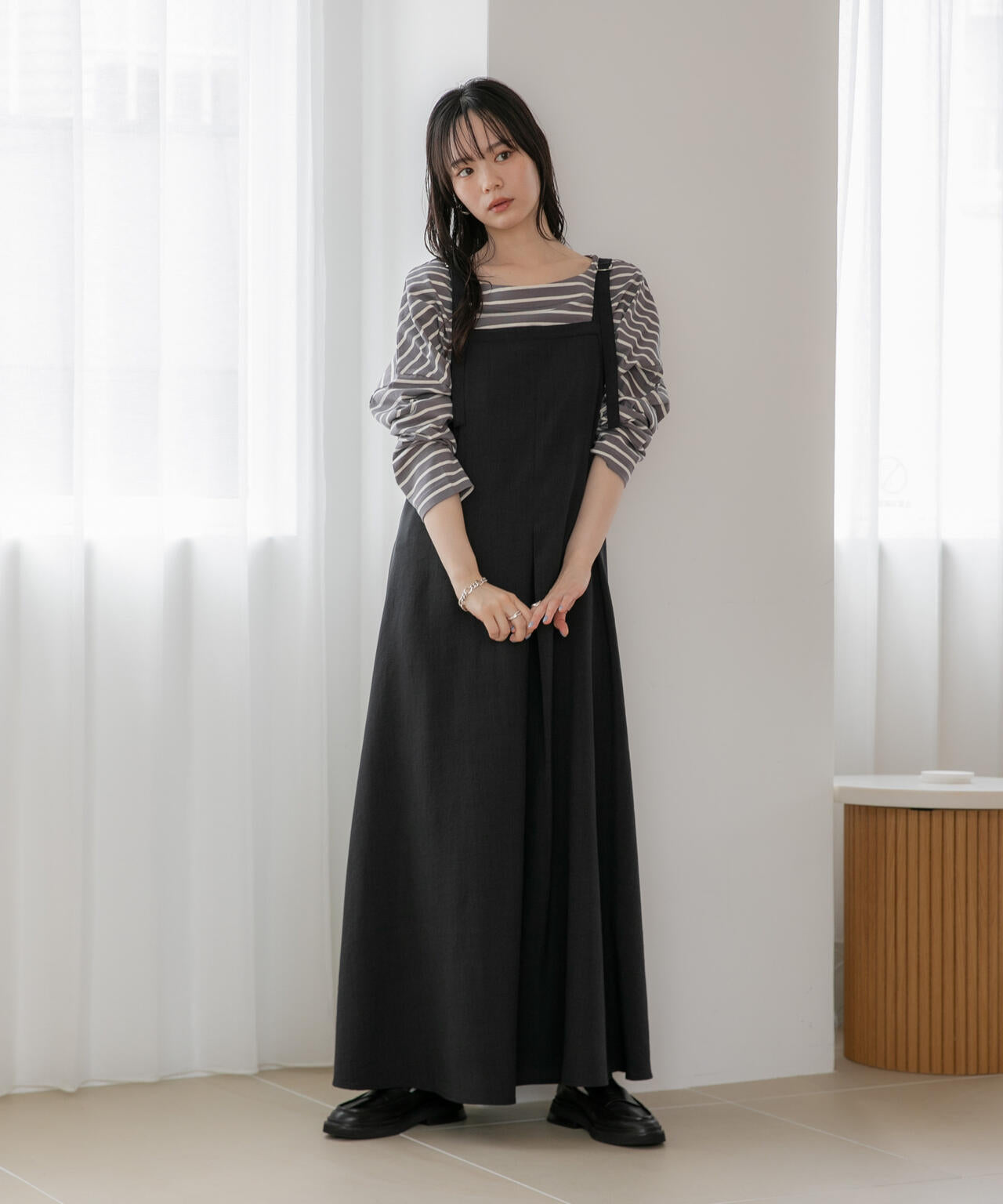 WEB限定/多機能素材 前後2wayショルダーストラップワンピース 6736219302
